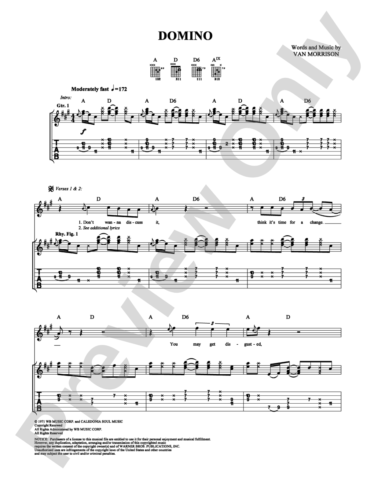 Domino: Guitar TAB Digital Sheet Music