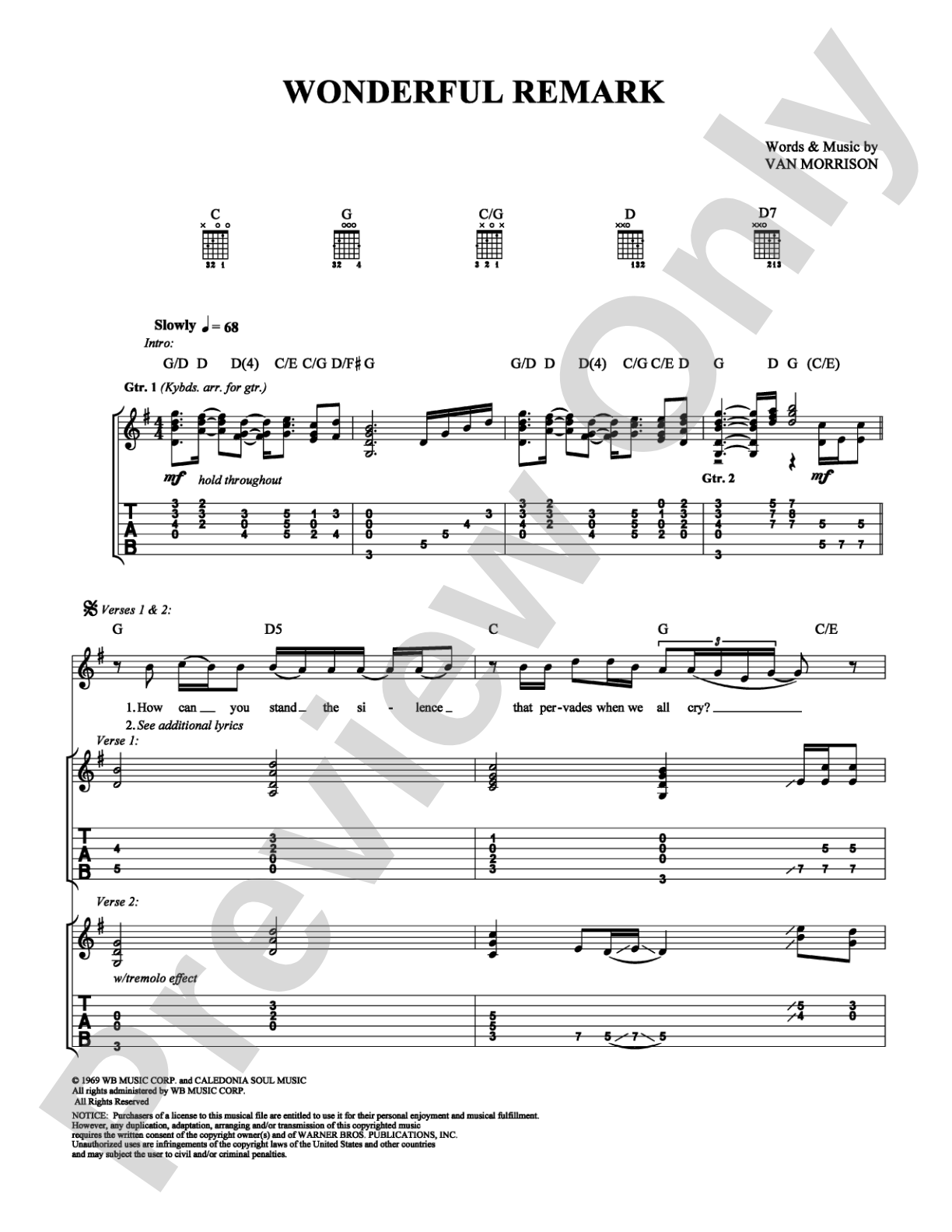 Wonderful Remark: Guitar TAB Digital Sheet Music