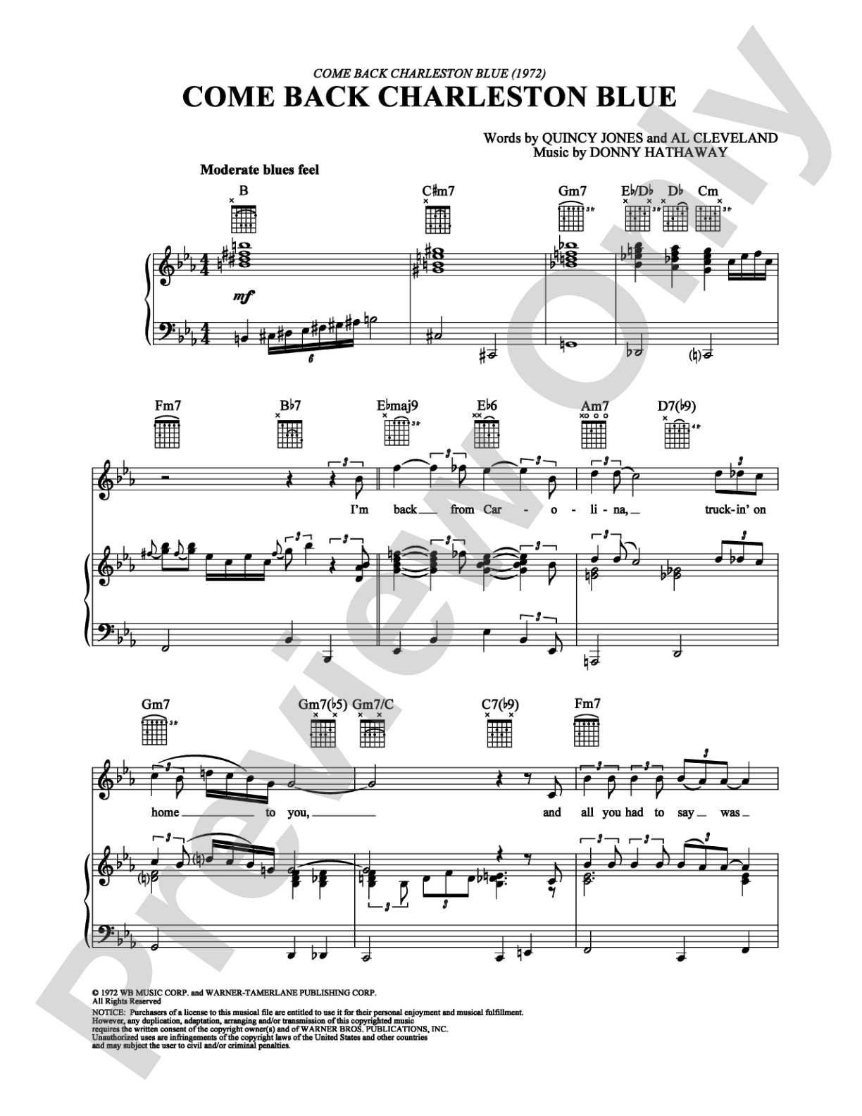 Come Back Charleston Blue: Piano/Vocal/Chords Digital Sheet Music