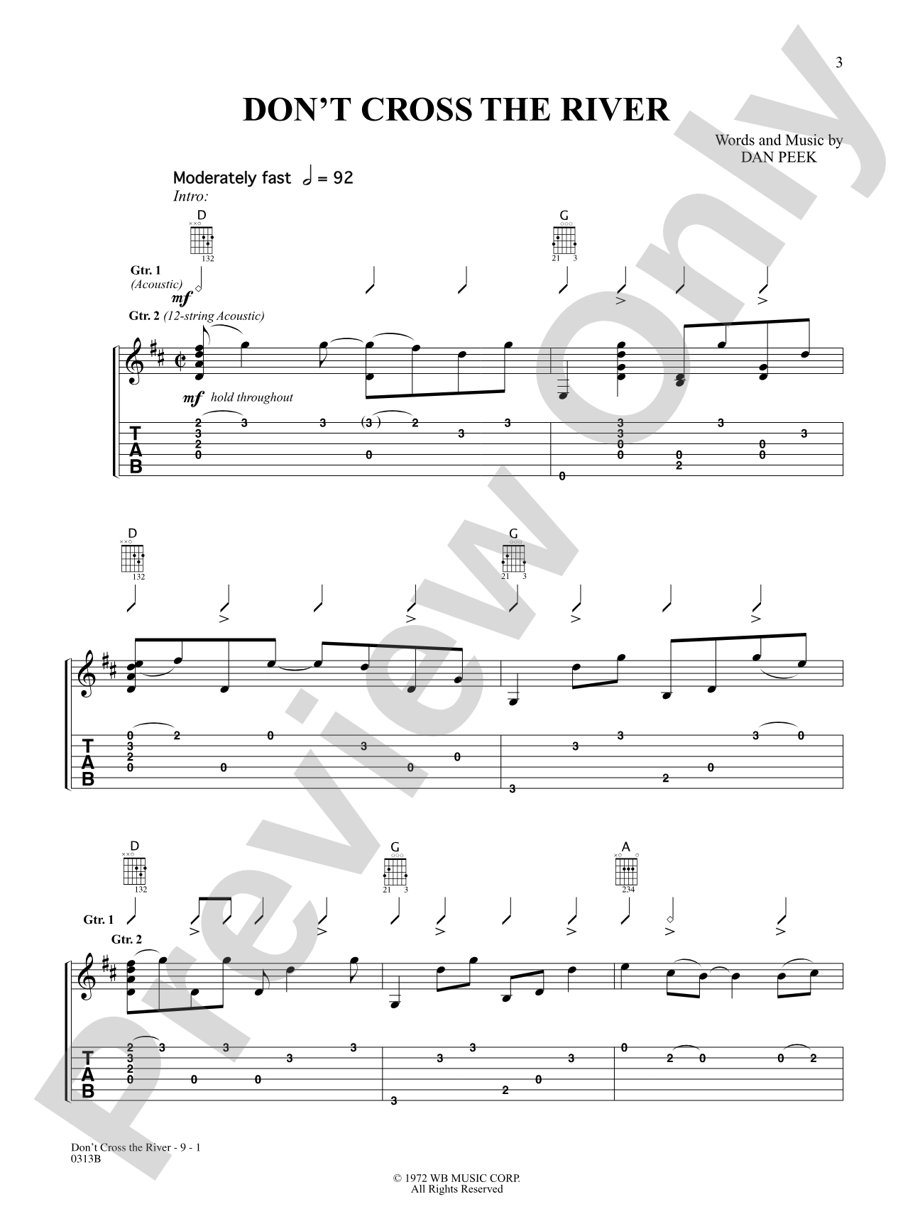 Don't Cross the River: Authentic Guitar TAB
