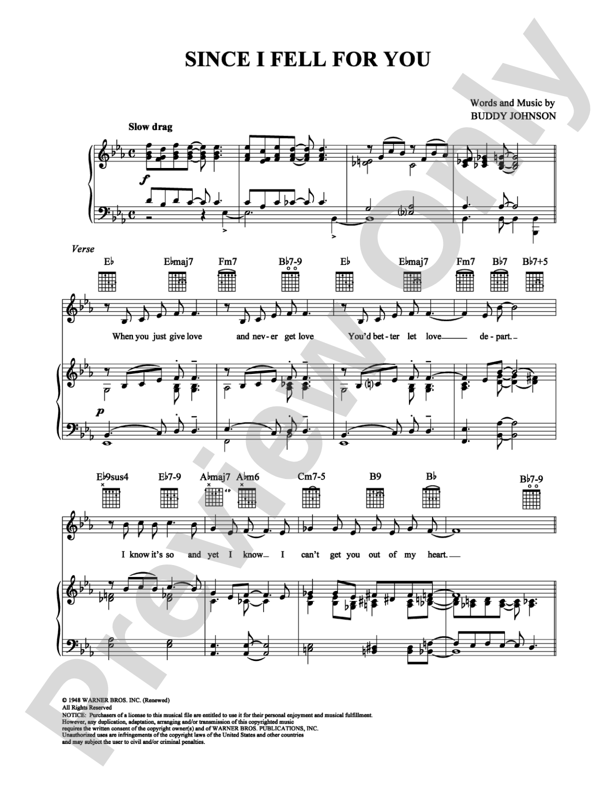 Since I Fell For You: Piano/Vocal/Chords Digital Sheet Music