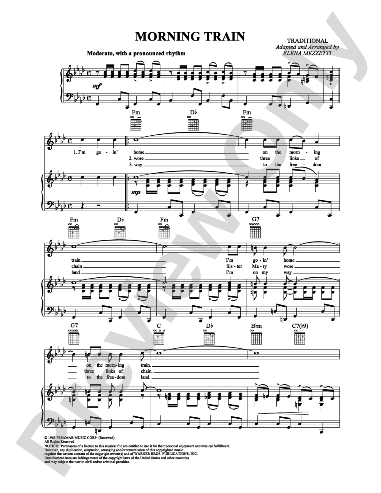 Morning Train: Piano/Vocal/Chords Digital Sheet Music