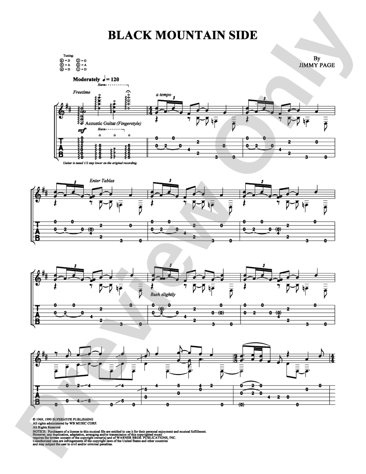 Black Mountain Side: Guitar TAB Digital Sheet Music