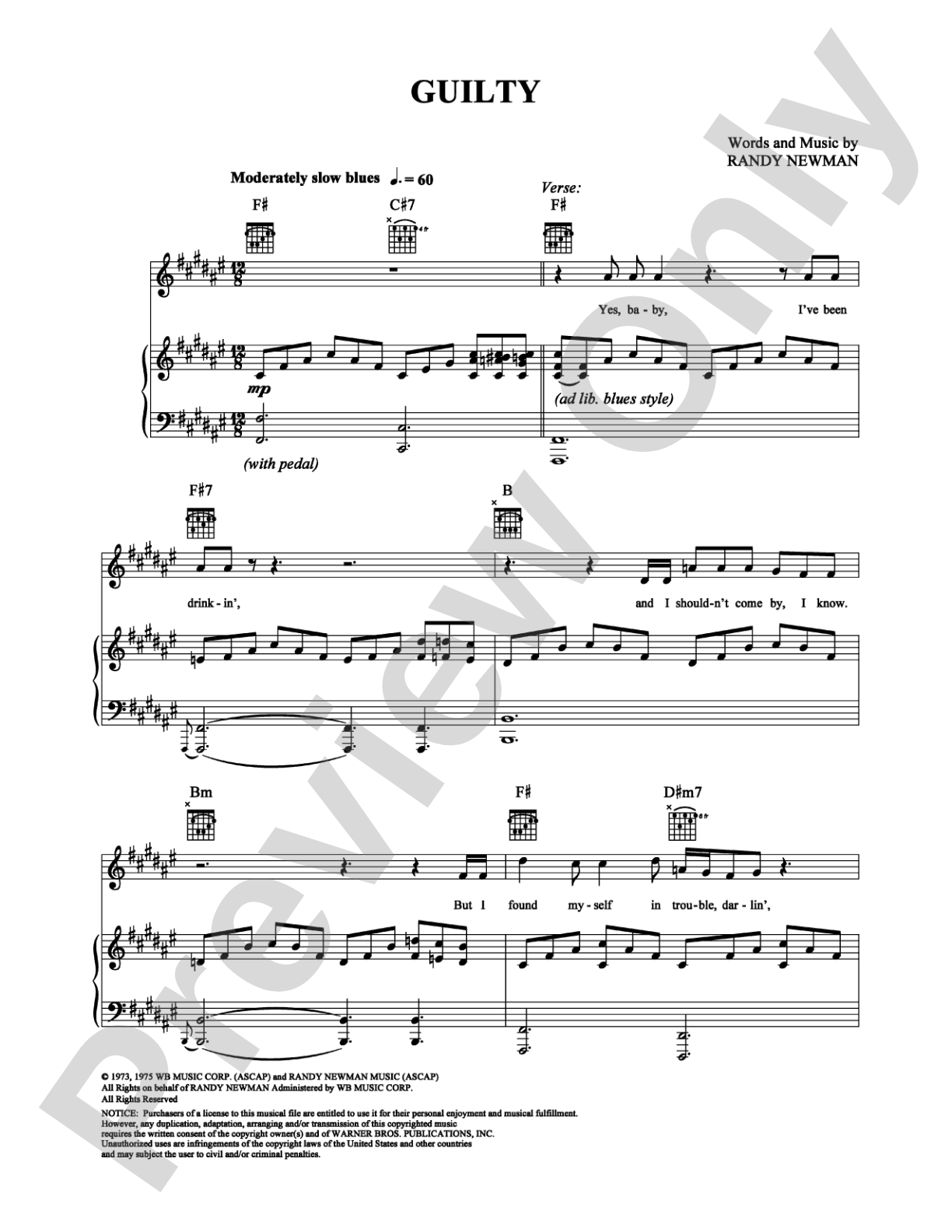 Guilty: Piano/Vocal/Chords Digital Sheet Music