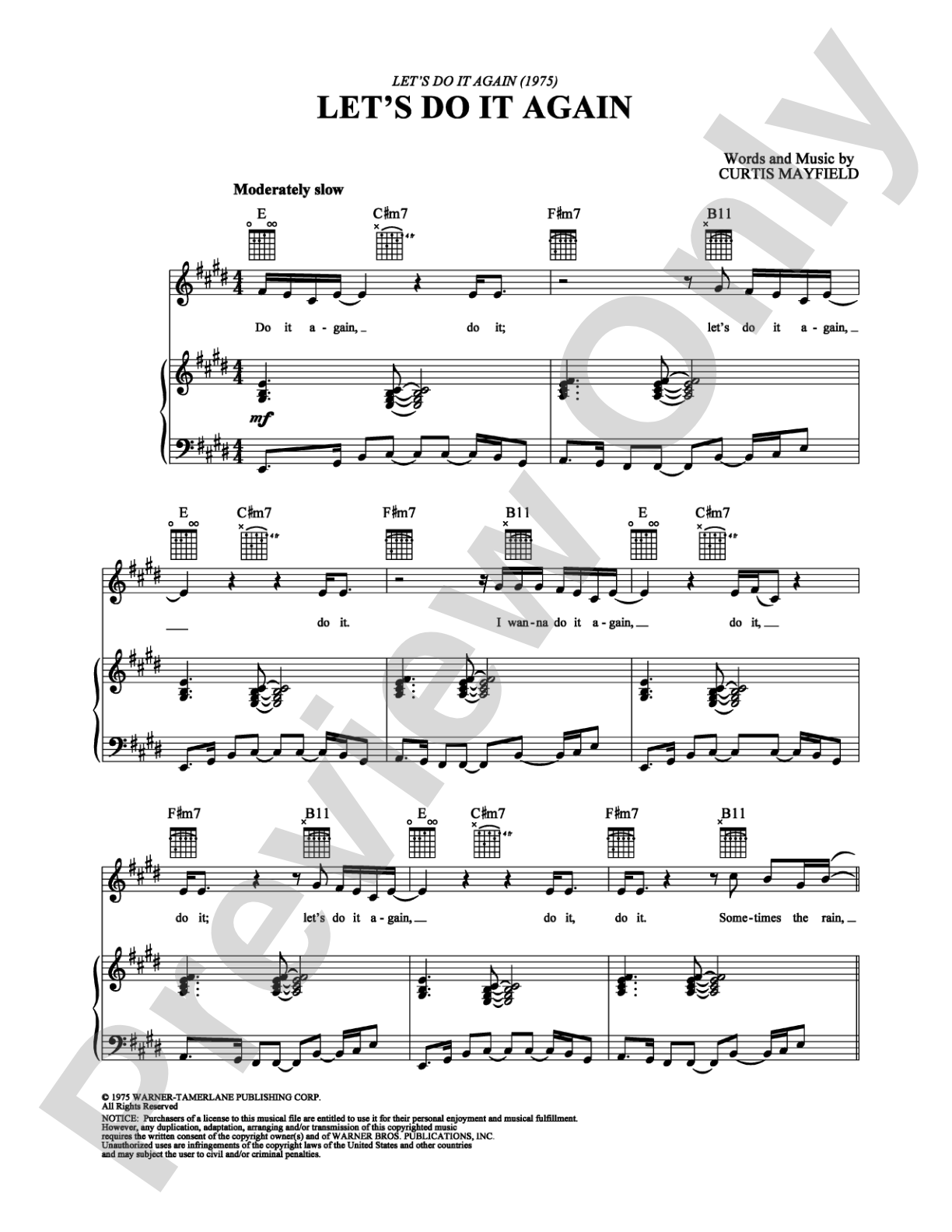 Let's Do It Again: Piano/Vocal/Chords Digital Sheet Music
