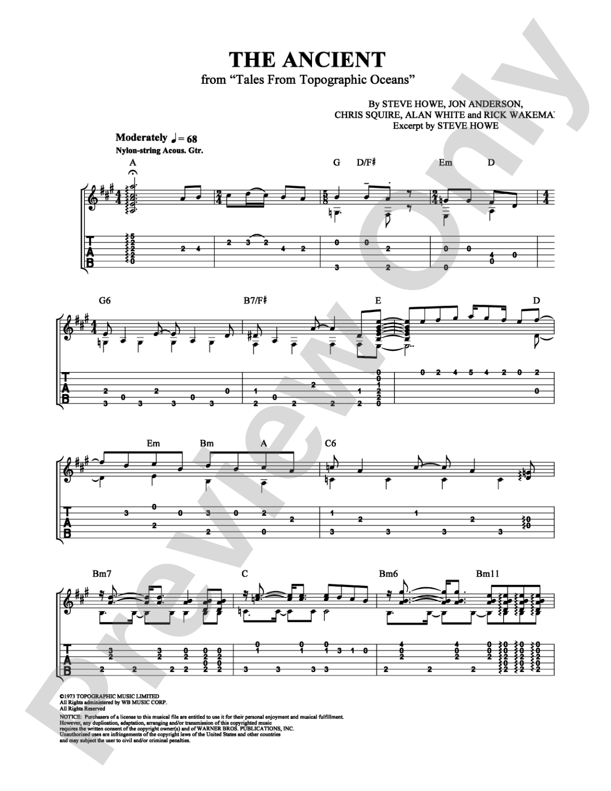 The Ancient: Guitar TAB Digital Sheet Music