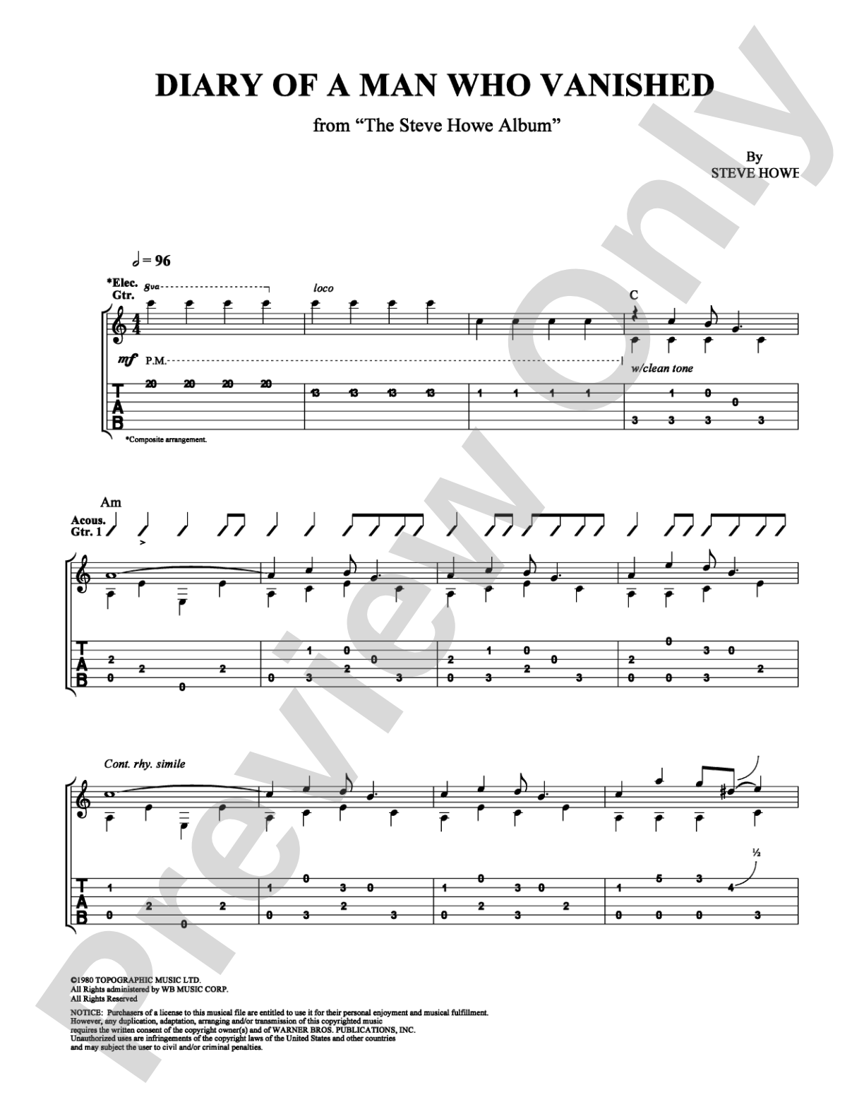 Diary of a Man Who Vanished: Guitar TAB Digital Sheet Music