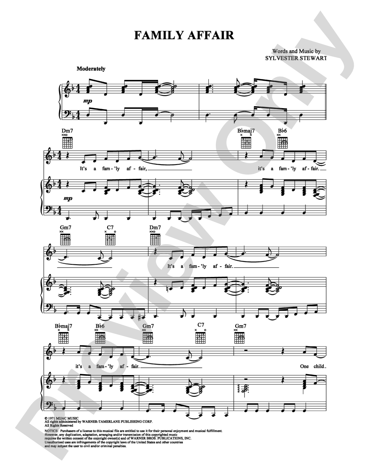 Family Affair: Piano/Vocal/Chords Digital Sheet Music