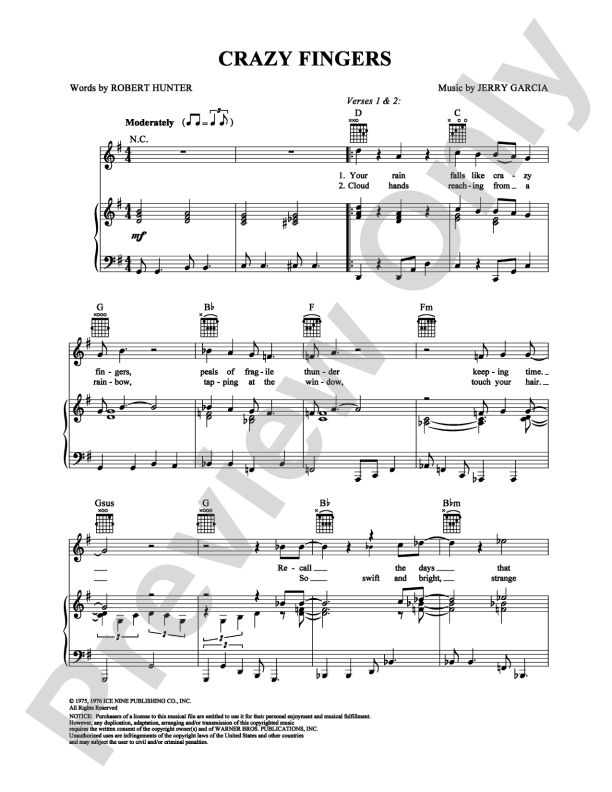 Crazy Fingers: Piano/Vocal/Chords Digital Sheet Music