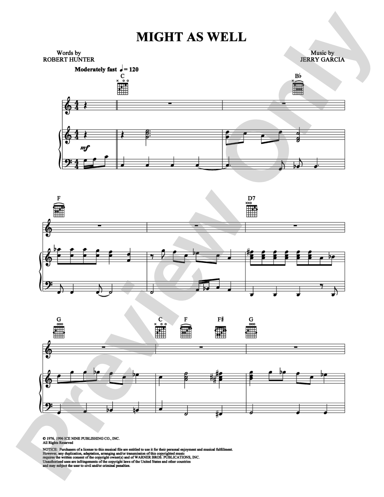 Might as Well: Piano/Vocal/Chords Digital Sheet Music