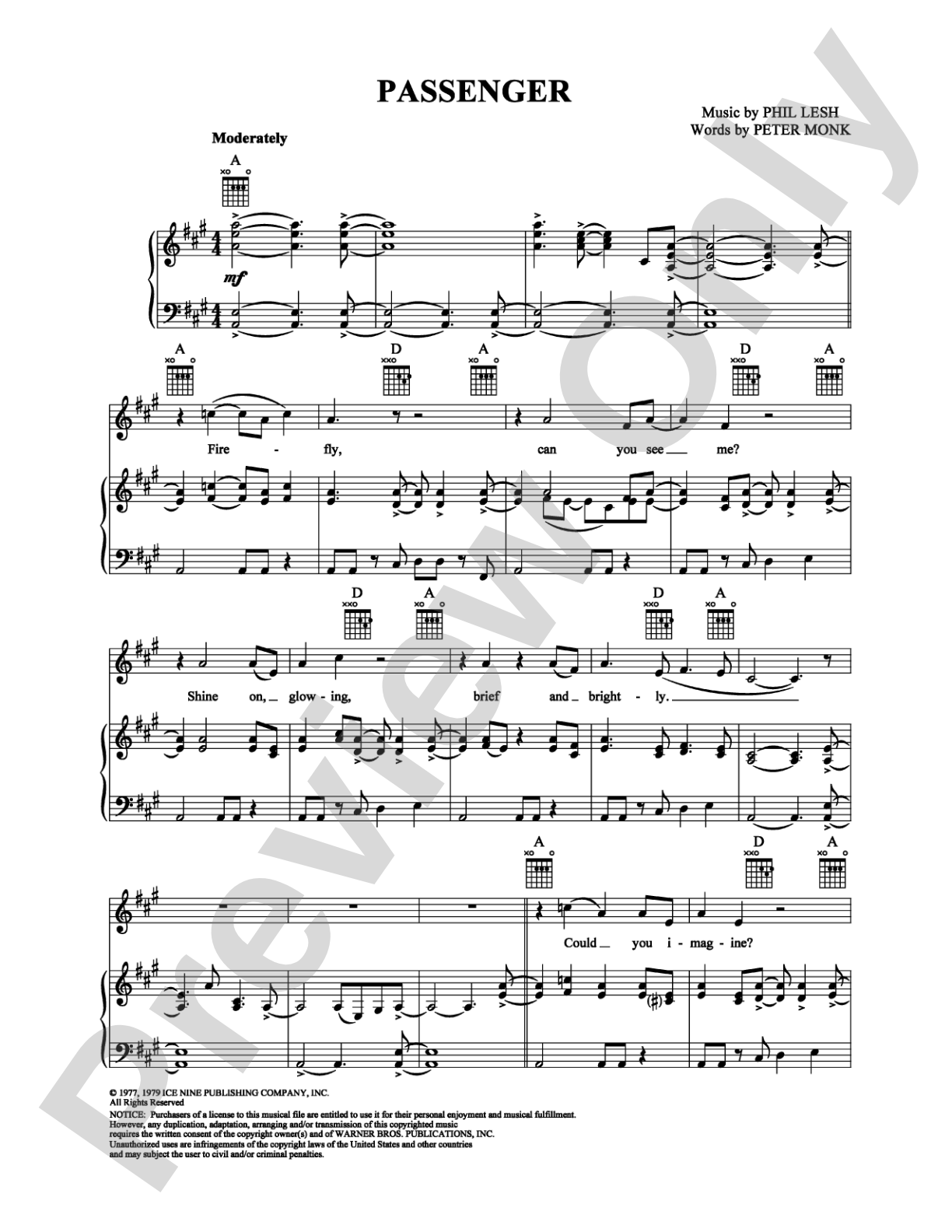 Passenger: Piano/Vocal/Chords Digital Sheet Music