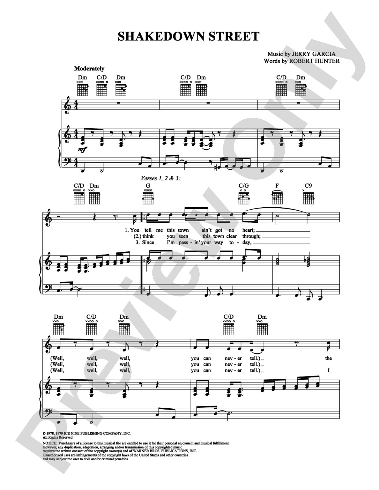 Shakedown Street: Piano/Vocal/Chords Digital Sheet Music