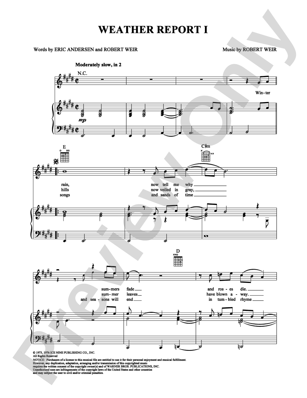 Weather Report Suite, Part 1: Piano/Vocal/Chords Digital Sheet Music