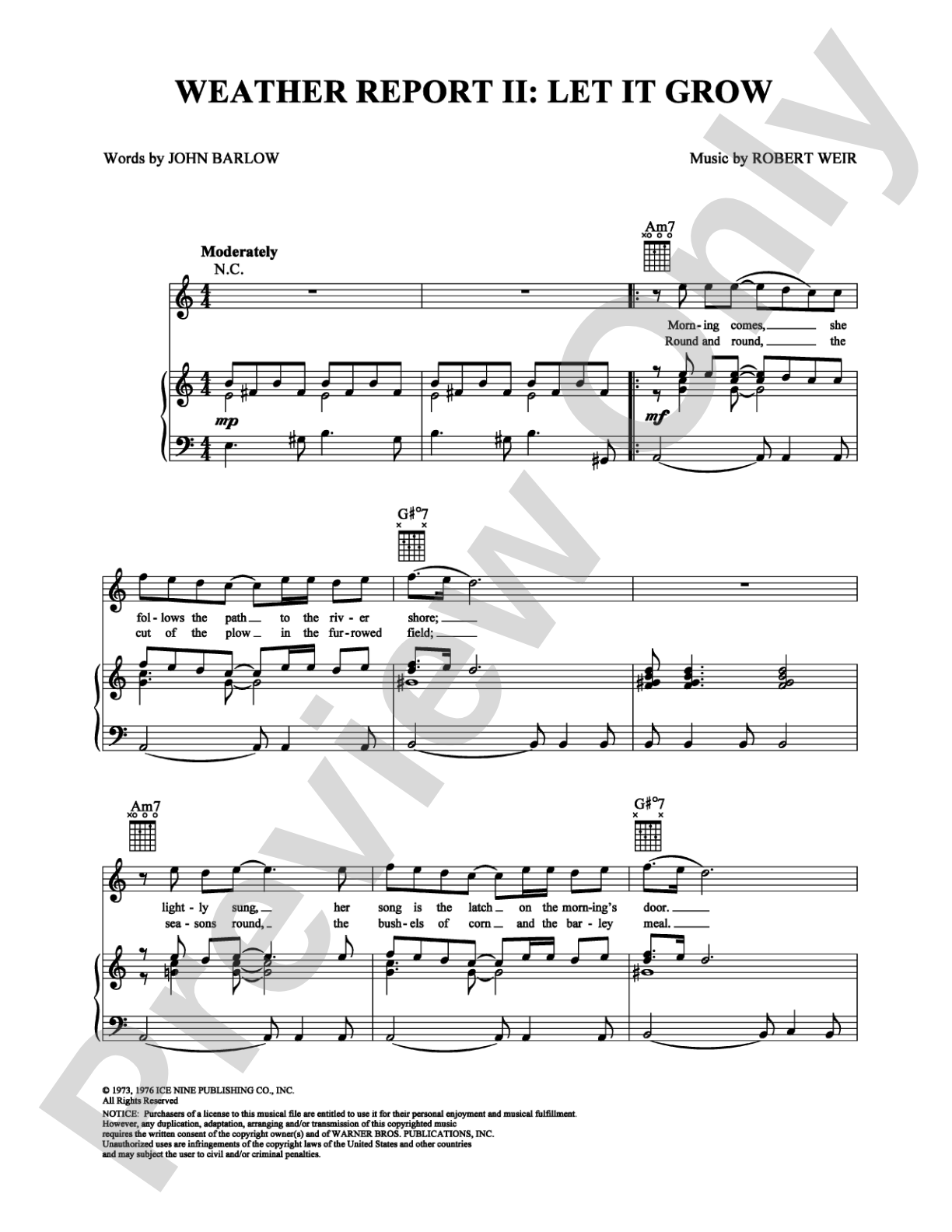 Weather Report Suite, Part 2: Let It Grow: Piano/Vocal/Chords Digital Sheet Music