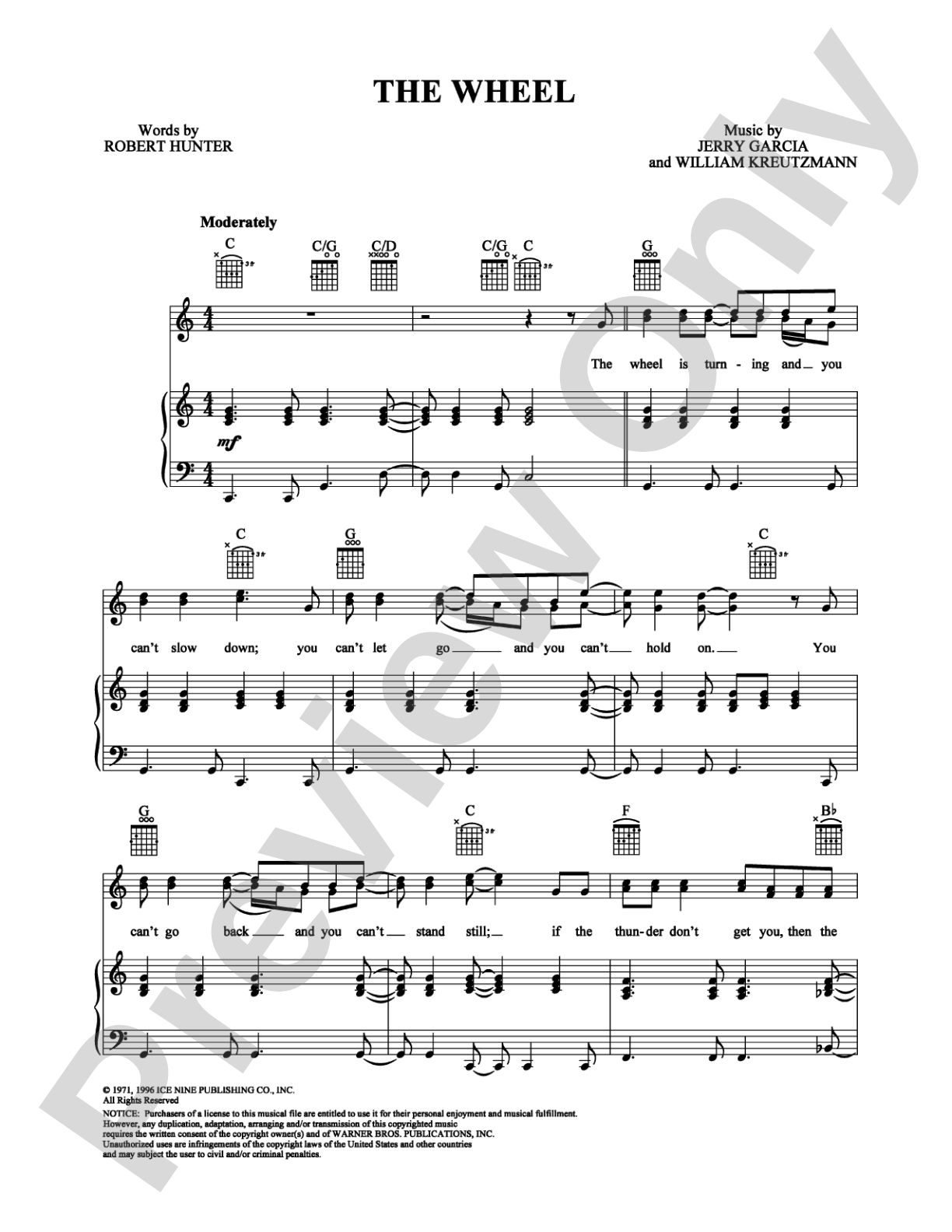 The Wheel: Piano/Vocal/Chords Digital Sheet Music