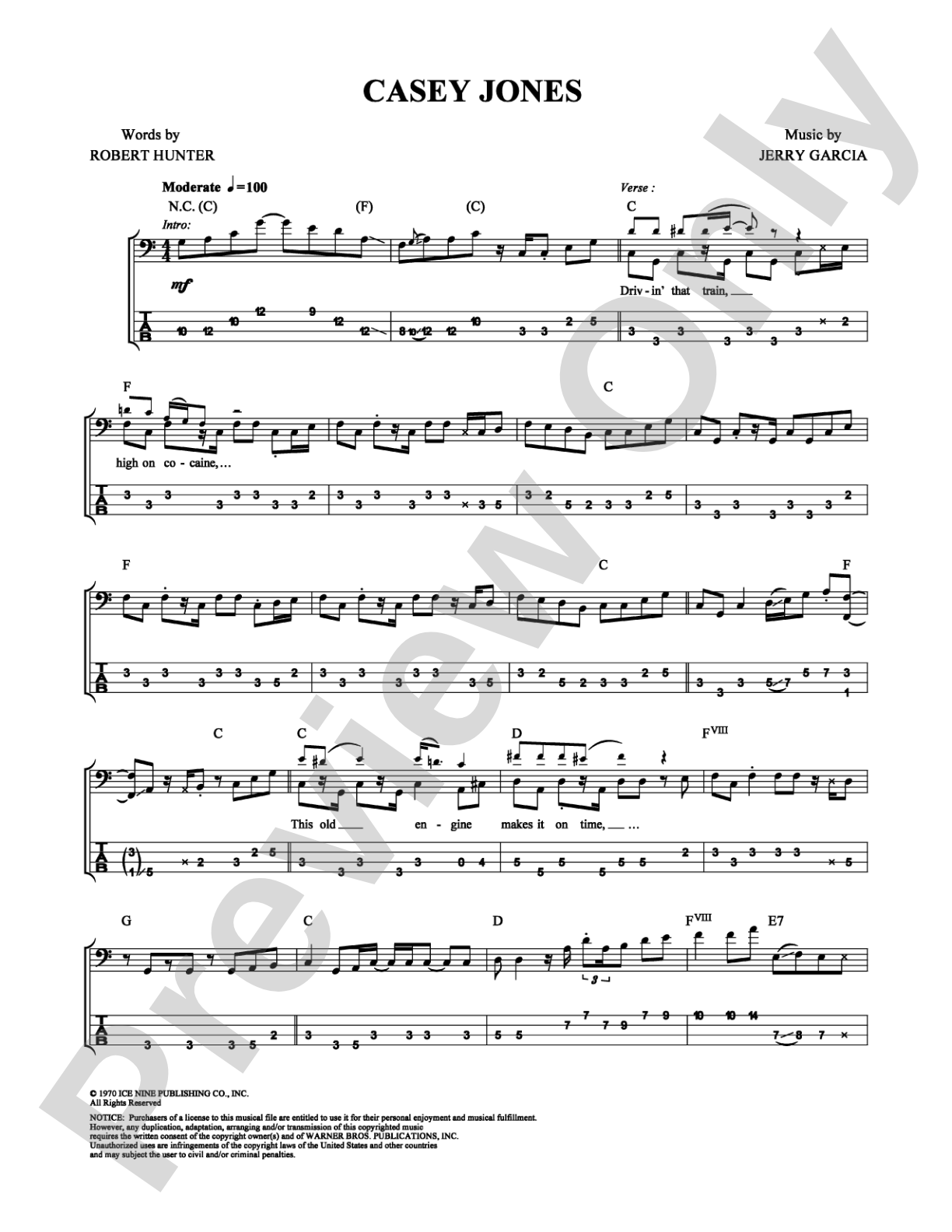 Casey Jones: Bass TAB Digital Sheet Music