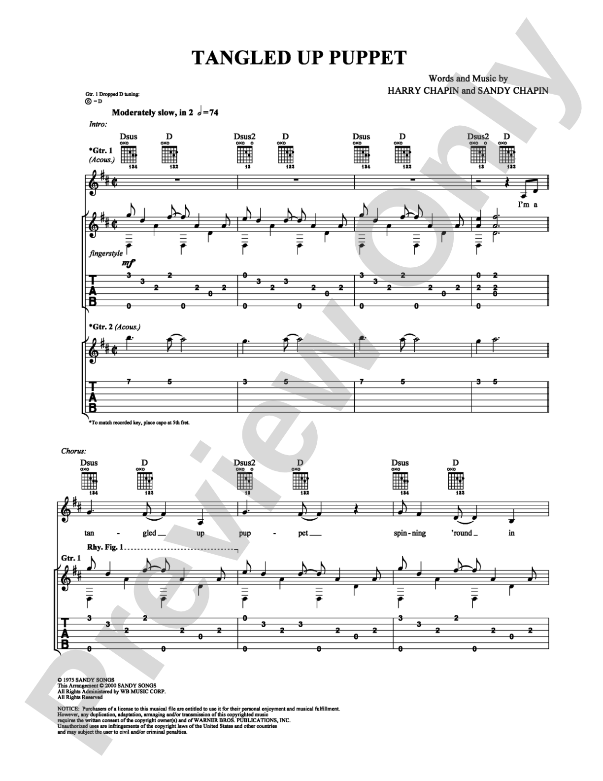 Tangled Up Puppet: Guitar TAB Digital Sheet Music