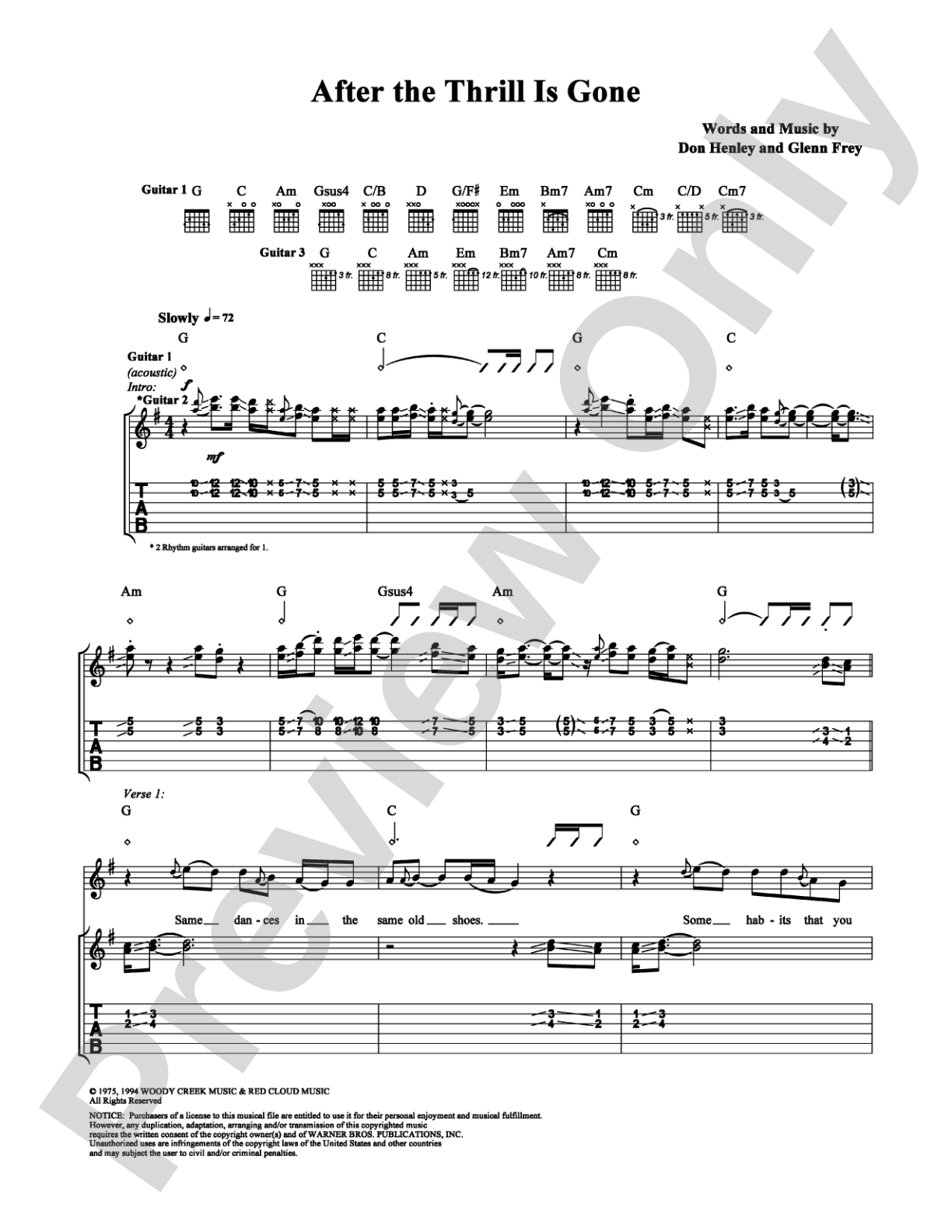 After the Thrill Is Gone: Guitar TAB Digital Sheet Music