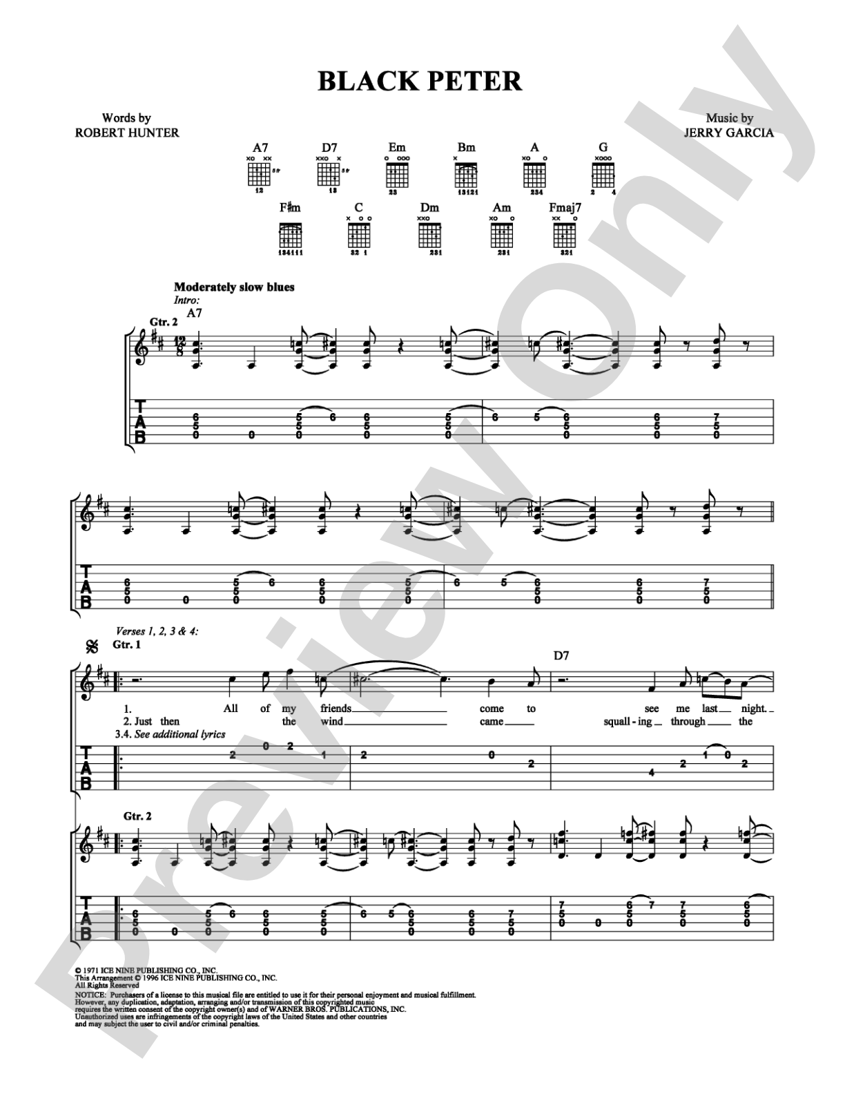Black Peter: Easy Guitar Digital Sheet Music