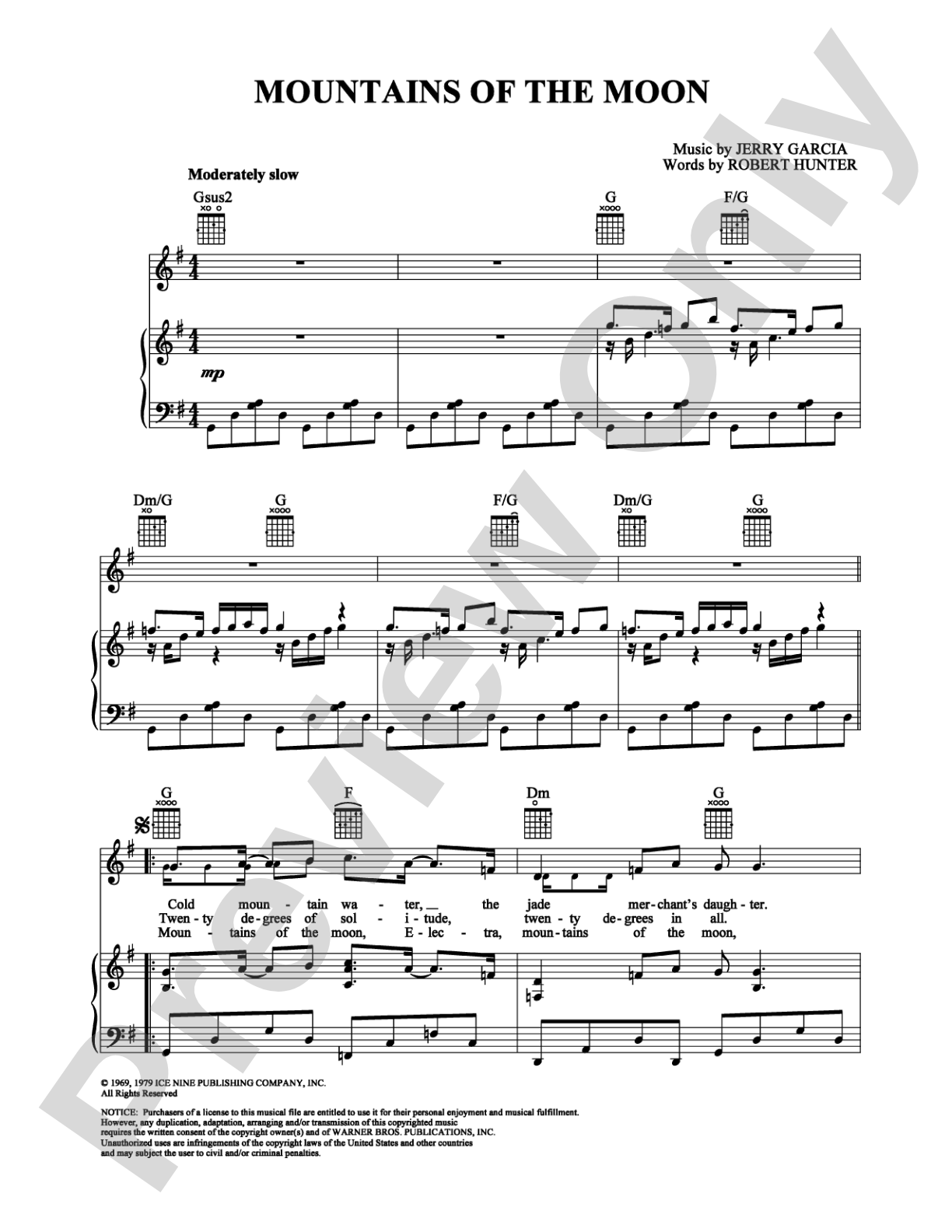 Mountains of the Moon: Piano/Vocal/Chords Digital Sheet Music