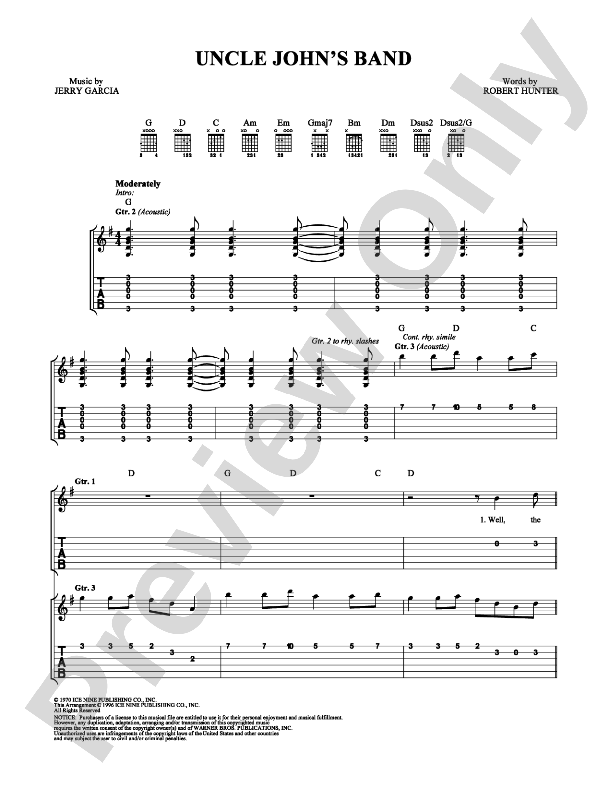 Uncle John's Band: Easy Guitar Digital Sheet Music