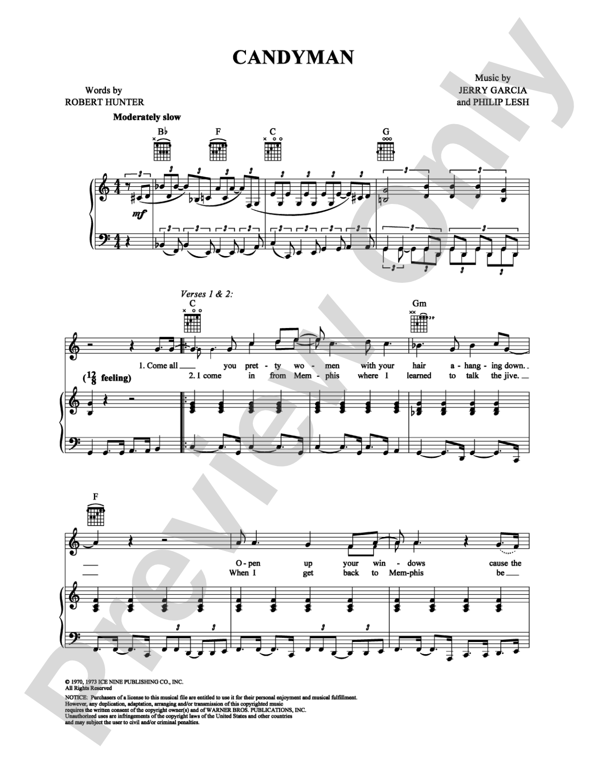 Candyman: Piano/Vocal/Chords Digital Sheet Music