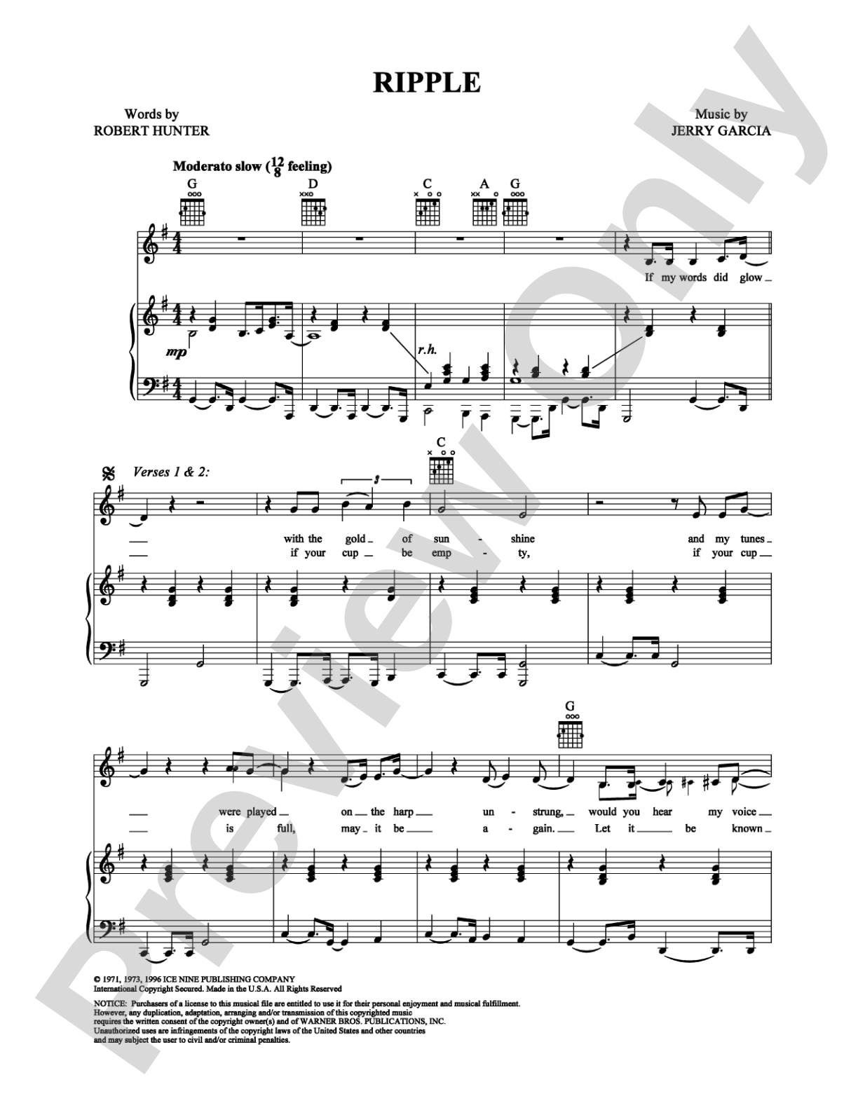 Ripple: Piano/Vocal/Chords Digital Sheet Music