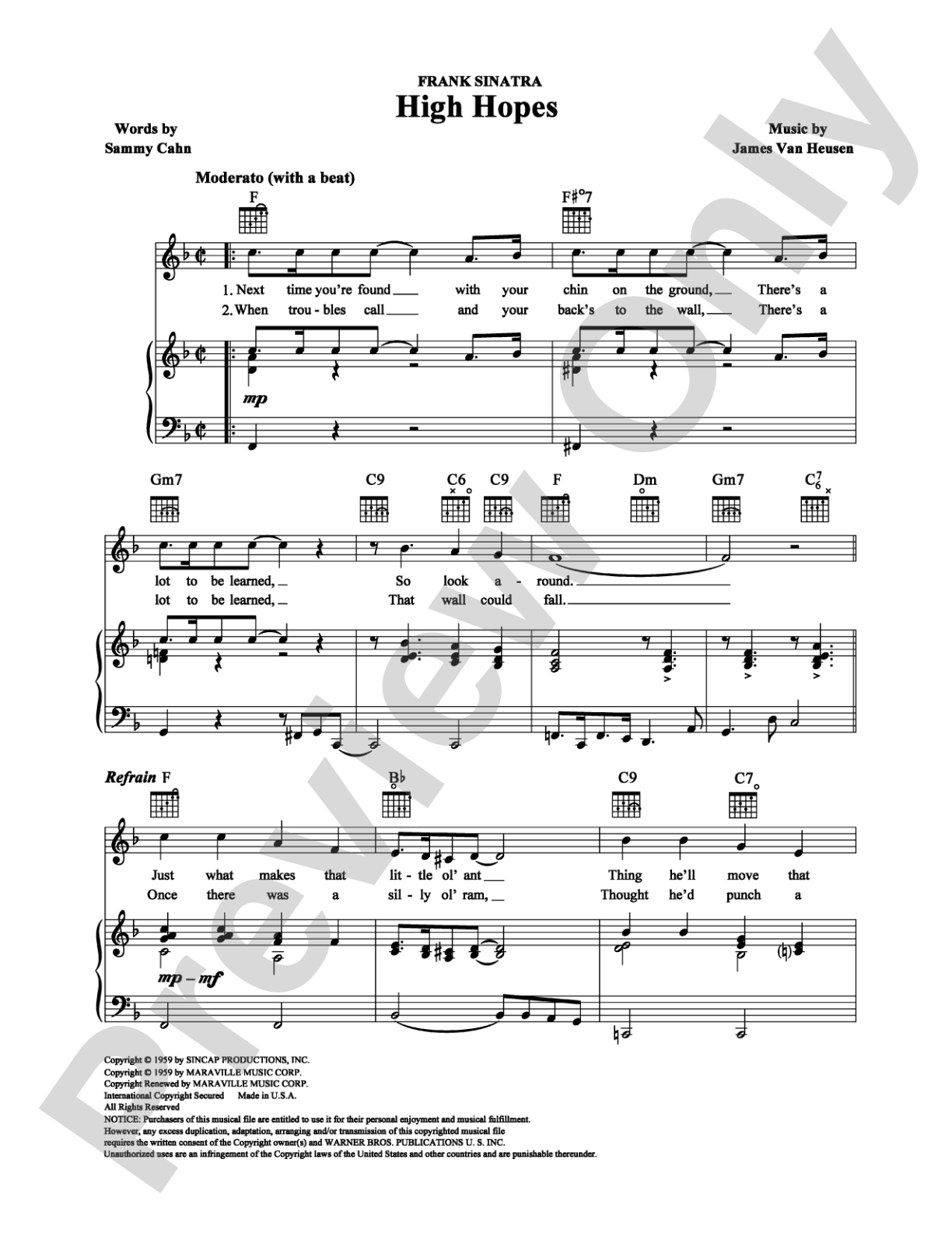 High Hopes: Piano/Vocal/Chords Digital Sheet Music