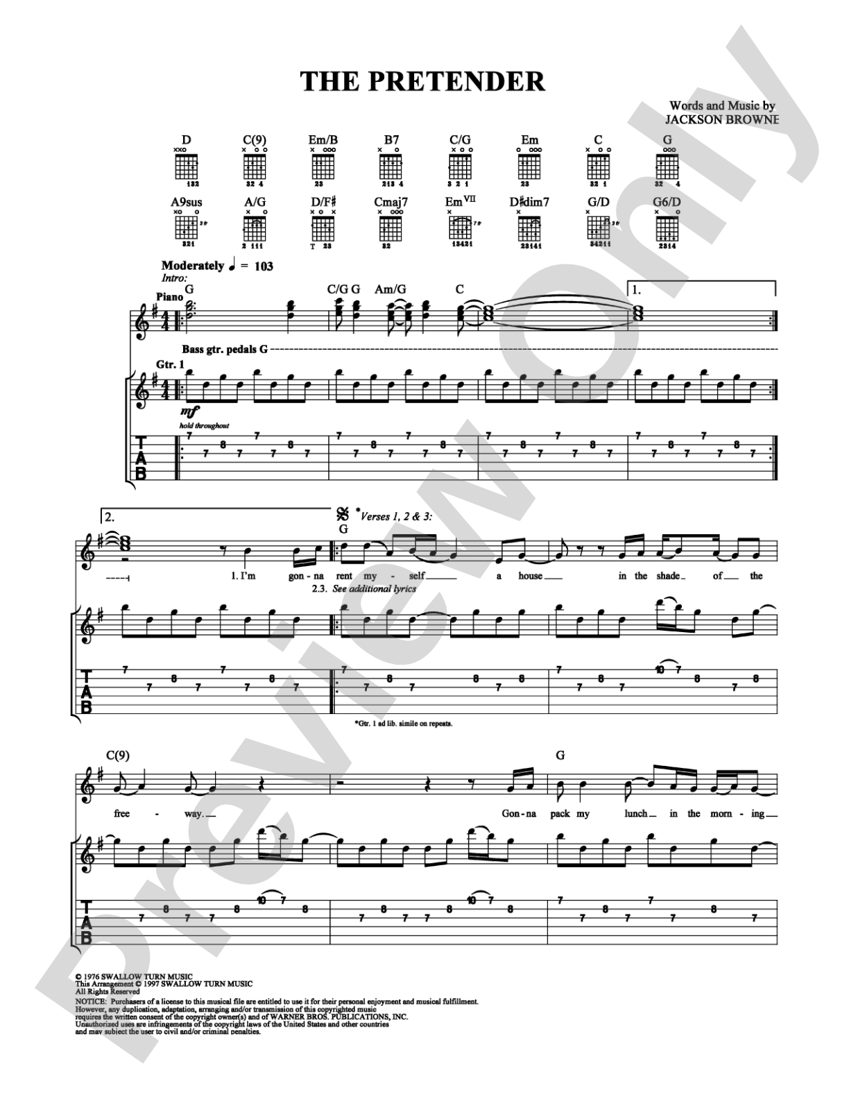 The Pretender: Guitar TAB Digital Sheet Music