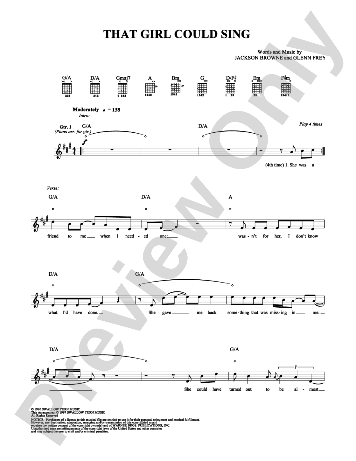 That Girl Could Sing: Guitar TAB Digital Sheet Music