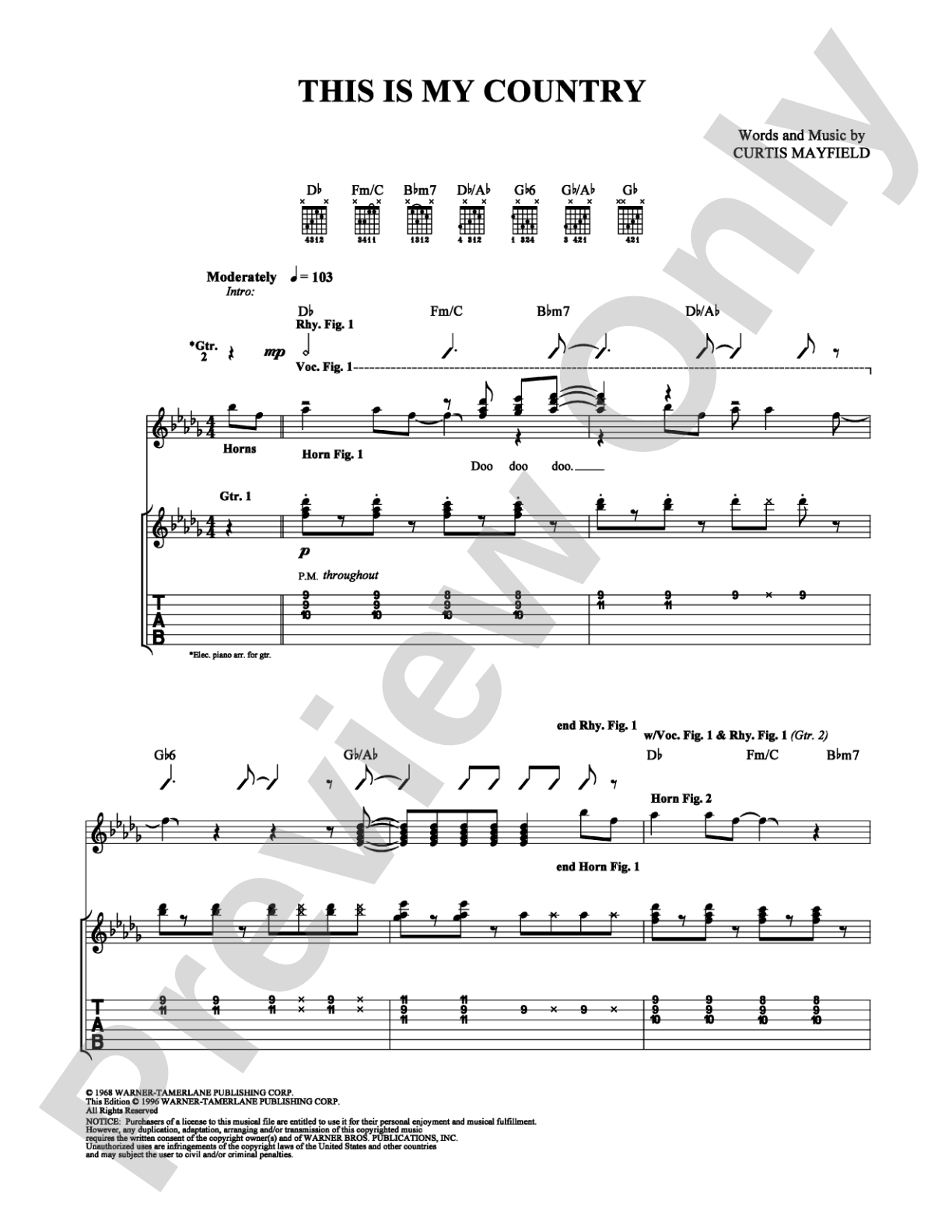 This Is My Country: Guitar TAB Digital Sheet Music