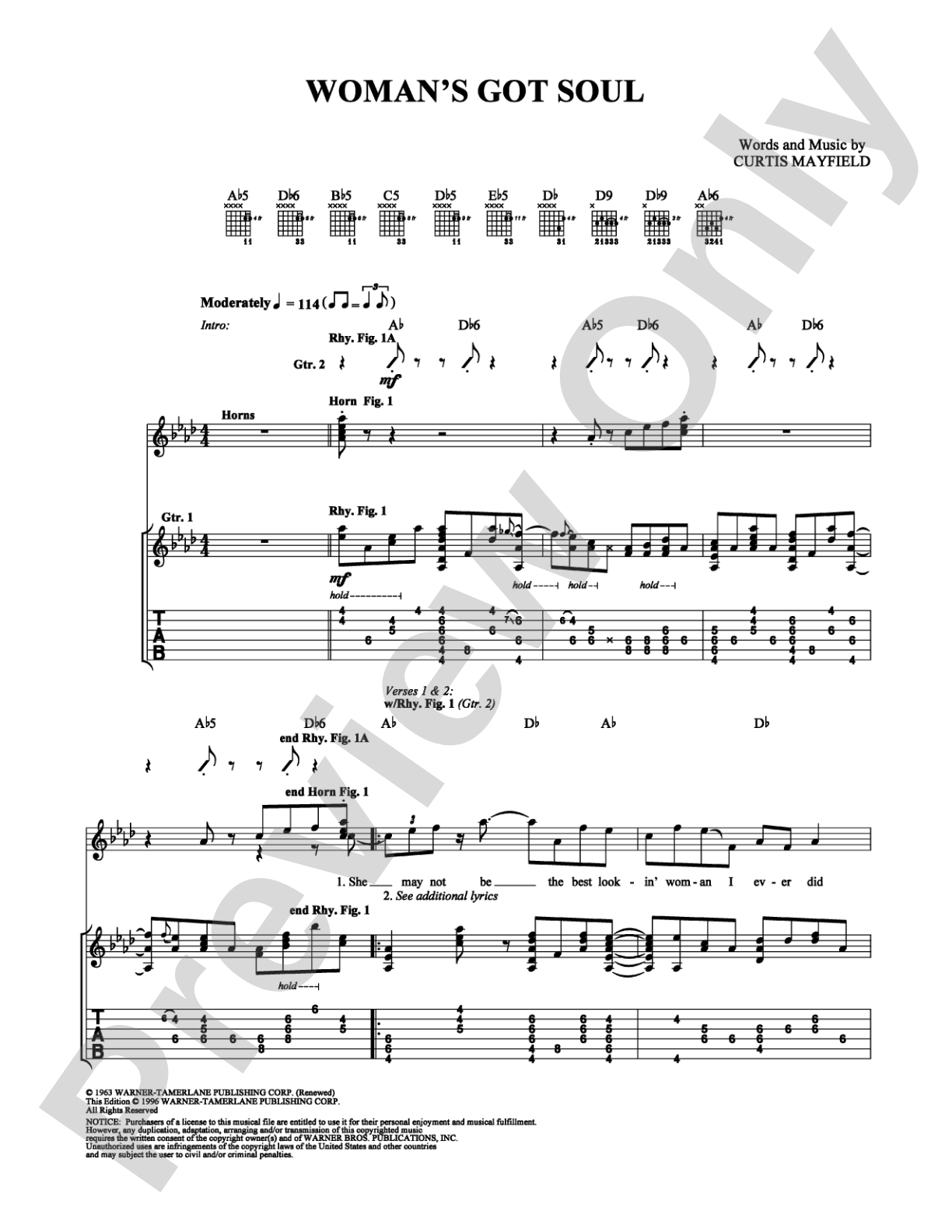Woman's Got Soul: Guitar TAB Digital Sheet Music