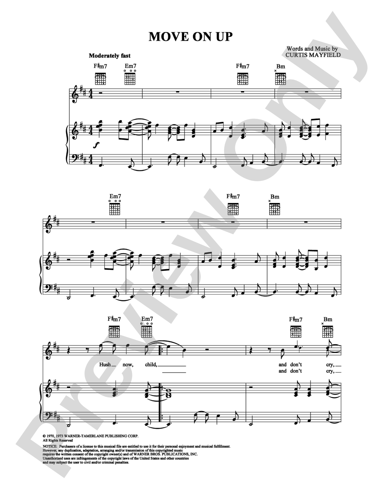Move On Up: Piano/Vocal/Chords Digital Sheet Music