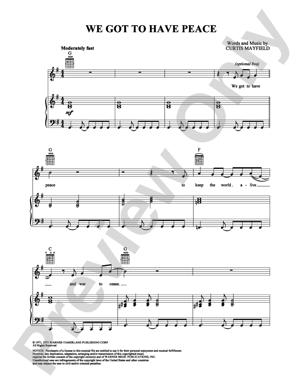 We Got to Have Peace: Piano/Vocal/Chords Digital Sheet Music
