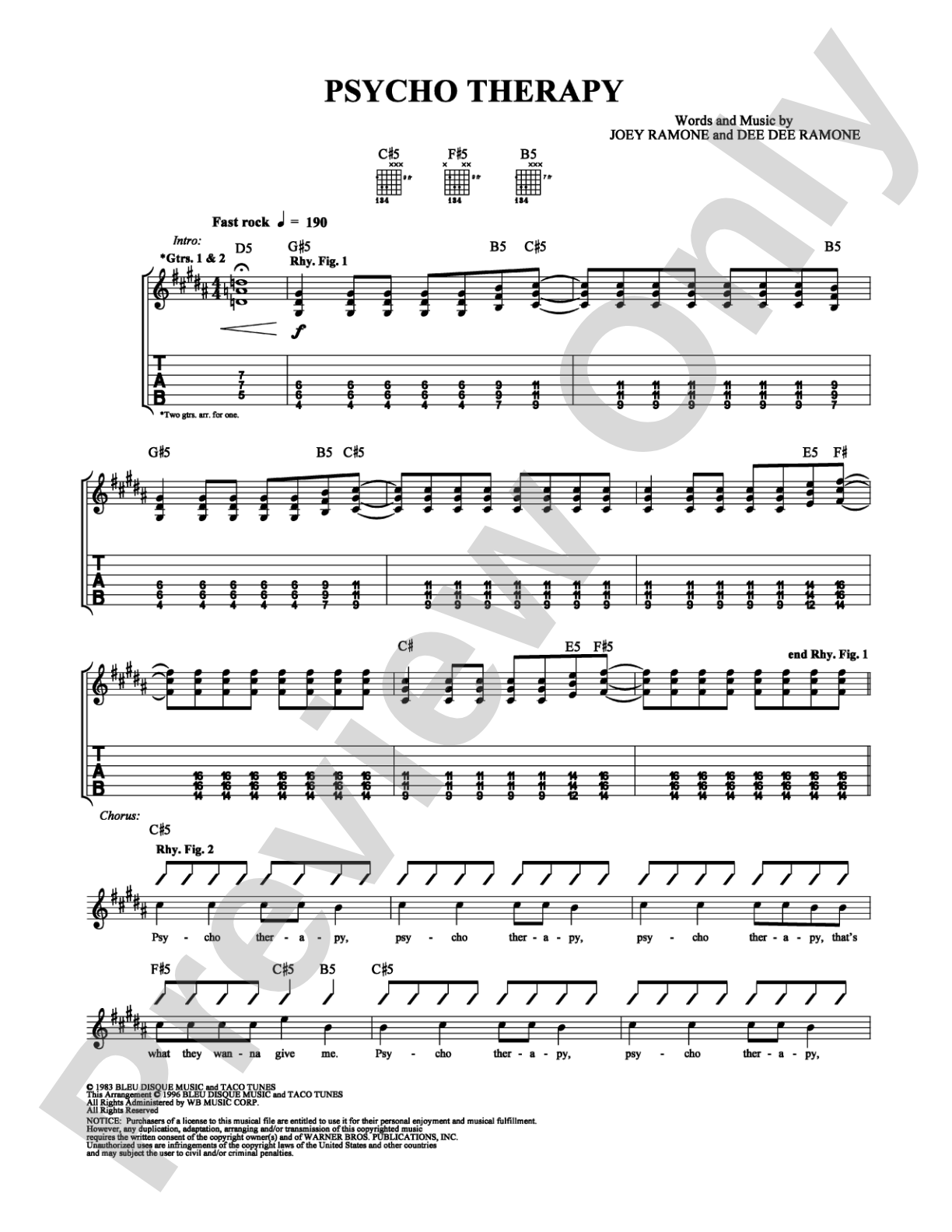 Psycho Therapy: Guitar TAB Digital Sheet Music