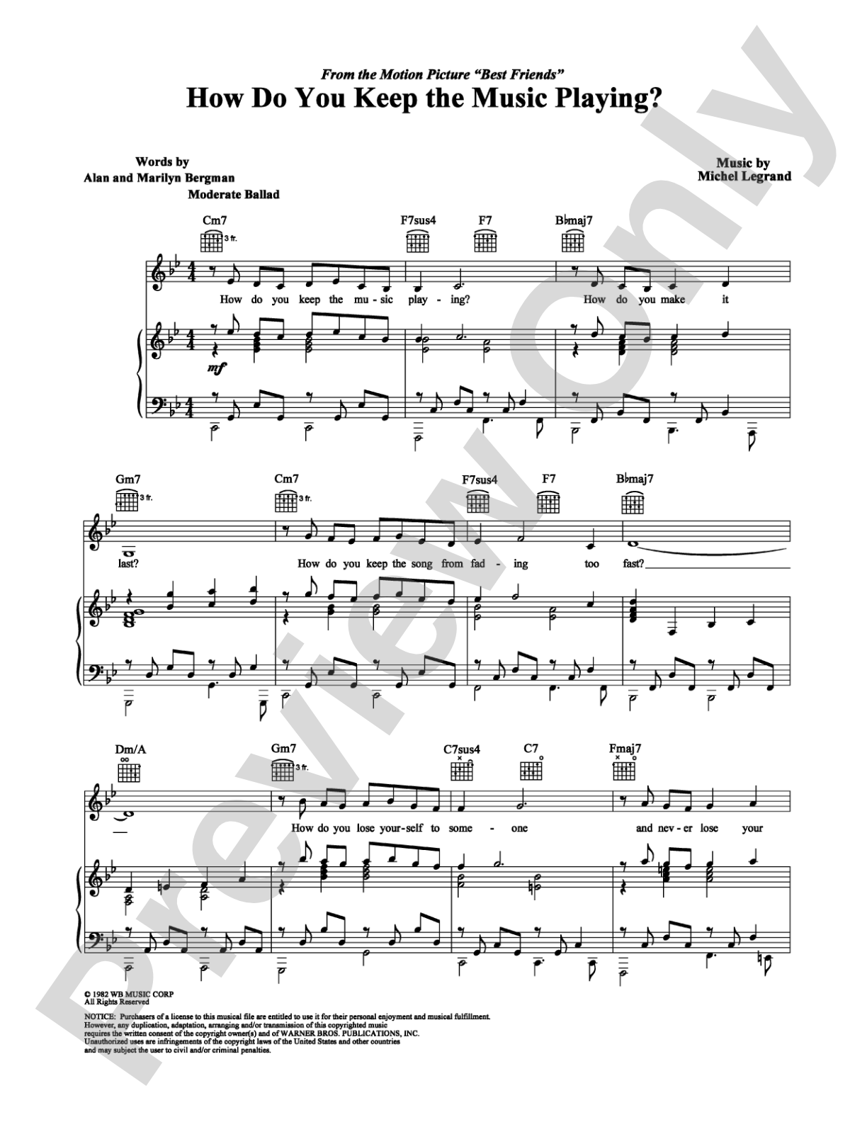 How Do You Keep the Music Playing?: Piano/Vocal/Chords Digital Sheet Music