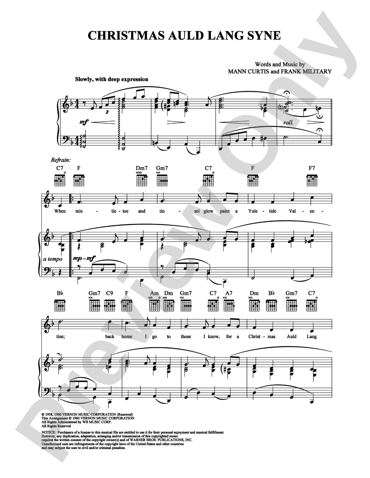 Christmas Auld Lang Syne: Piano/Vocal/Chords Digital Sheet Music