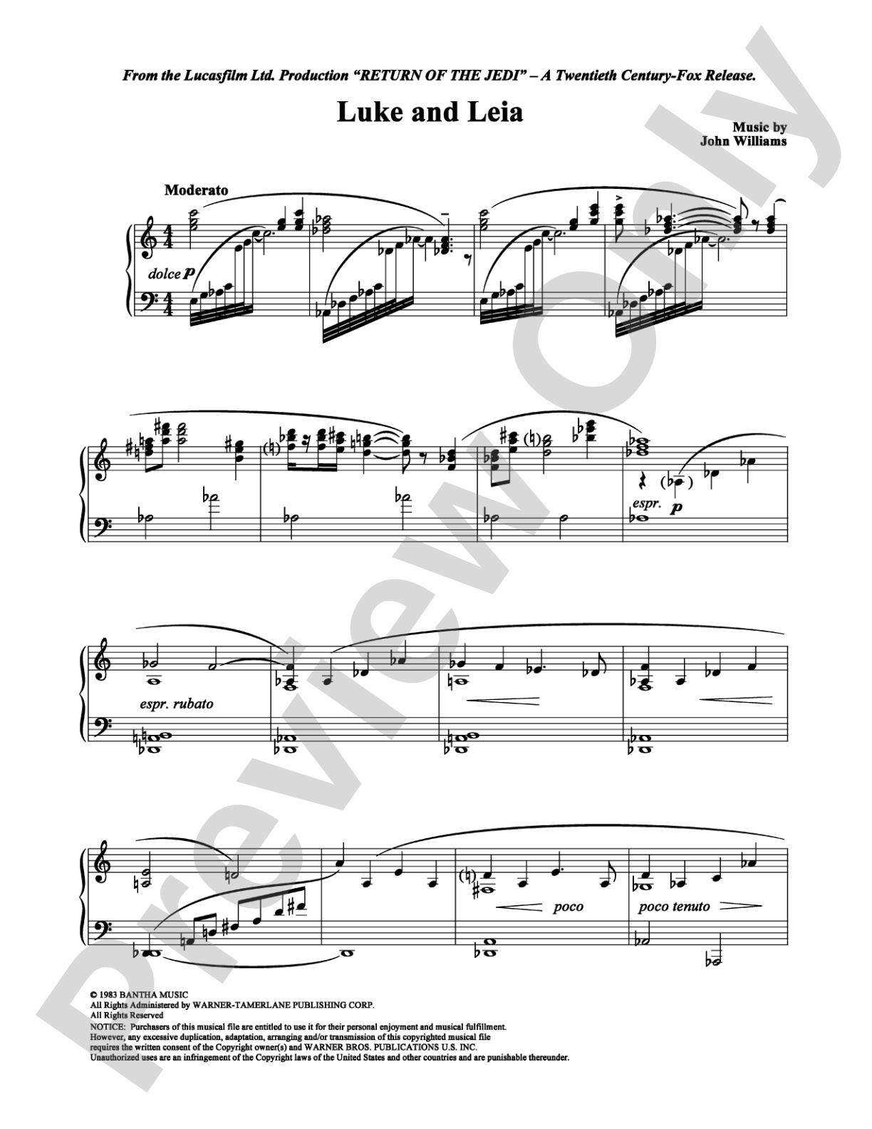 Luke and Leia: Piano Digital Sheet Music