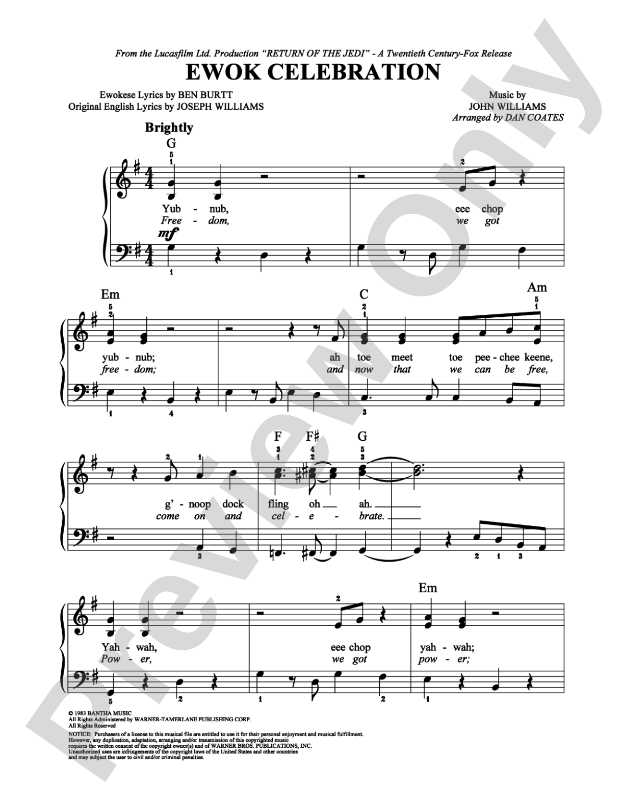 Ewok Celebration: Easy Piano Digital Sheet Music