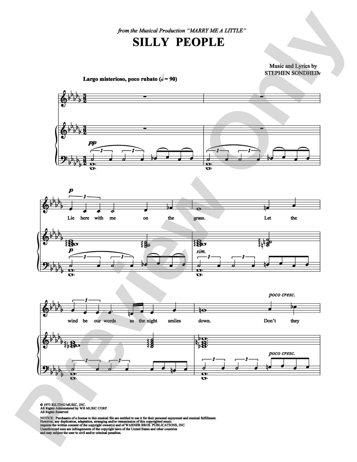 Silly People: Piano/Vocal/Chords Digital Sheet Music