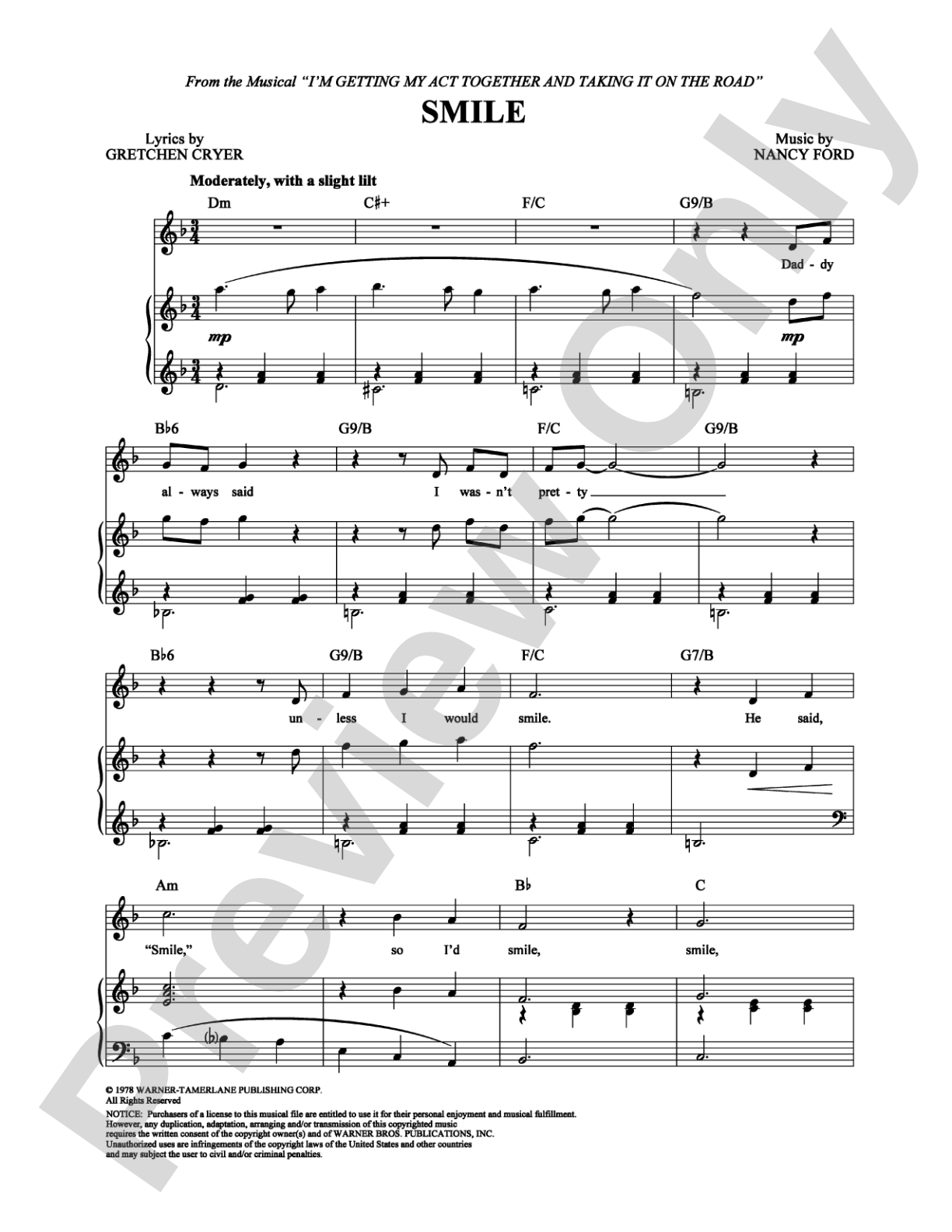 Smile: Piano/Vocal/Chords Digital Sheet Music