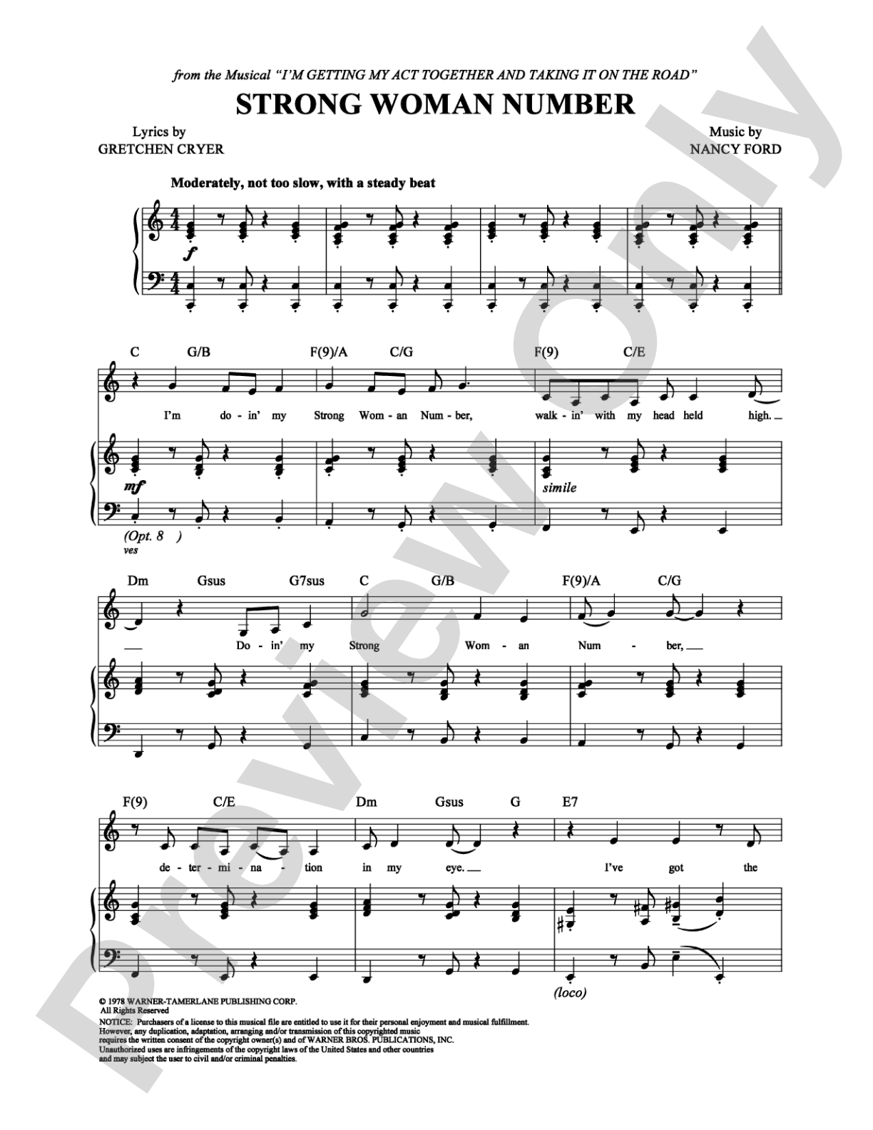 Strong Woman Number: Piano/Vocal/Chords Digital Sheet Music