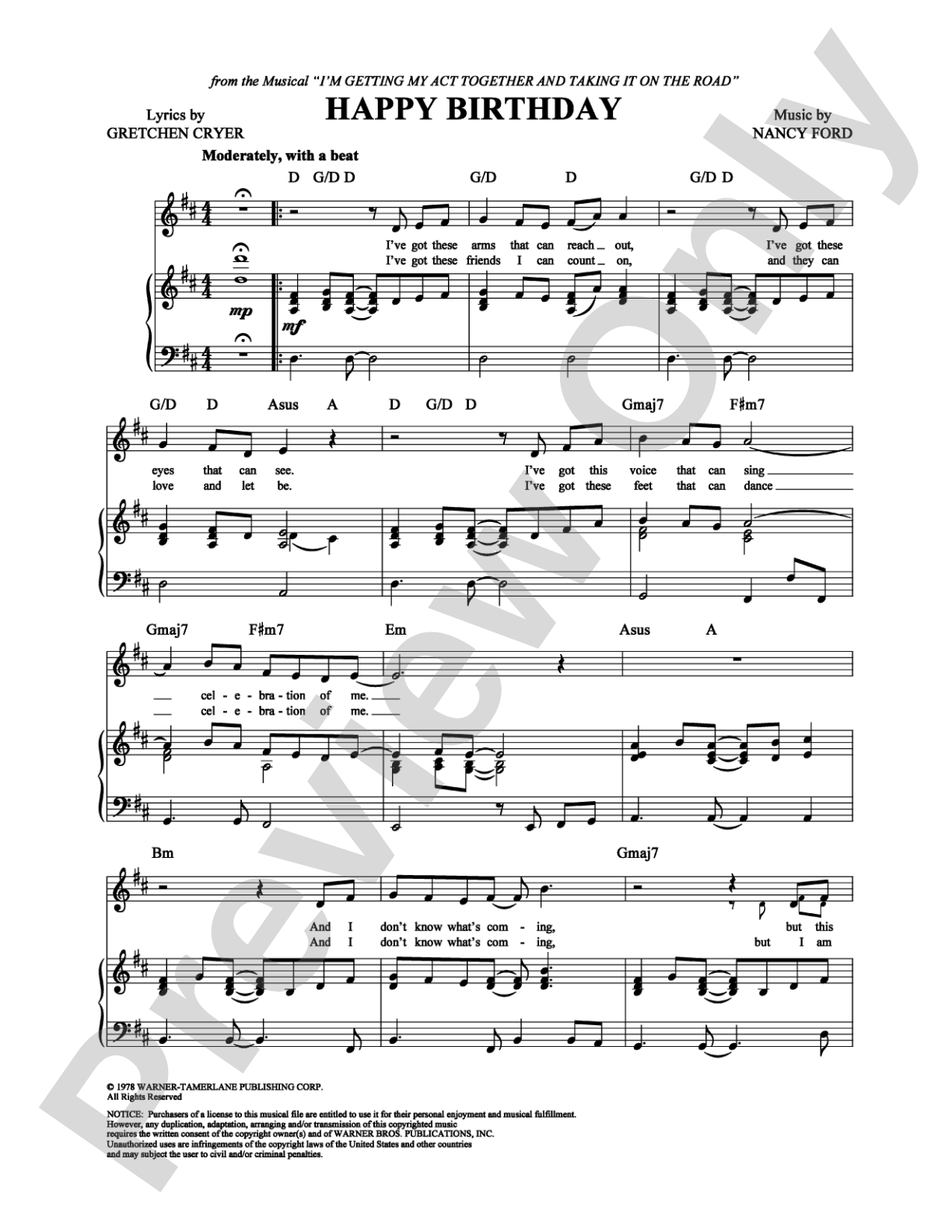 Happy Birthday: Piano/Vocal/Chords Digital Sheet Music