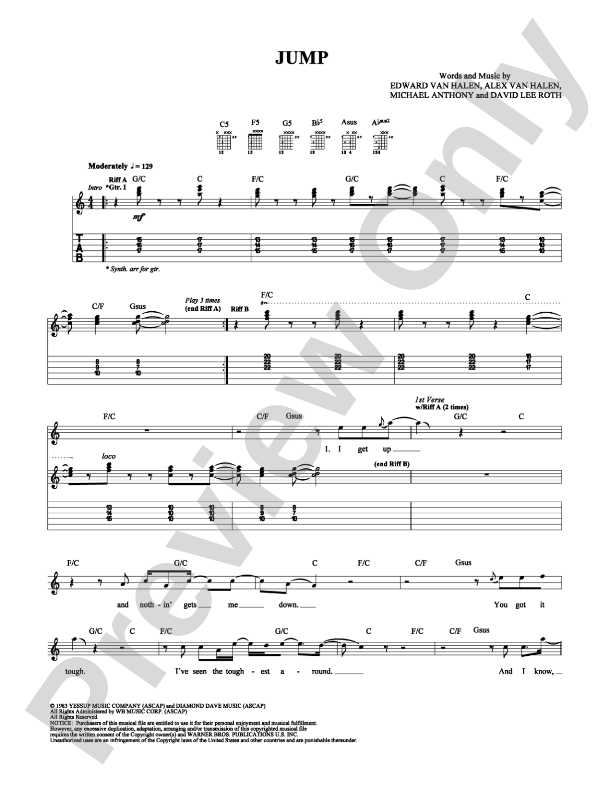 Jump: Guitar TAB Digital Sheet Music