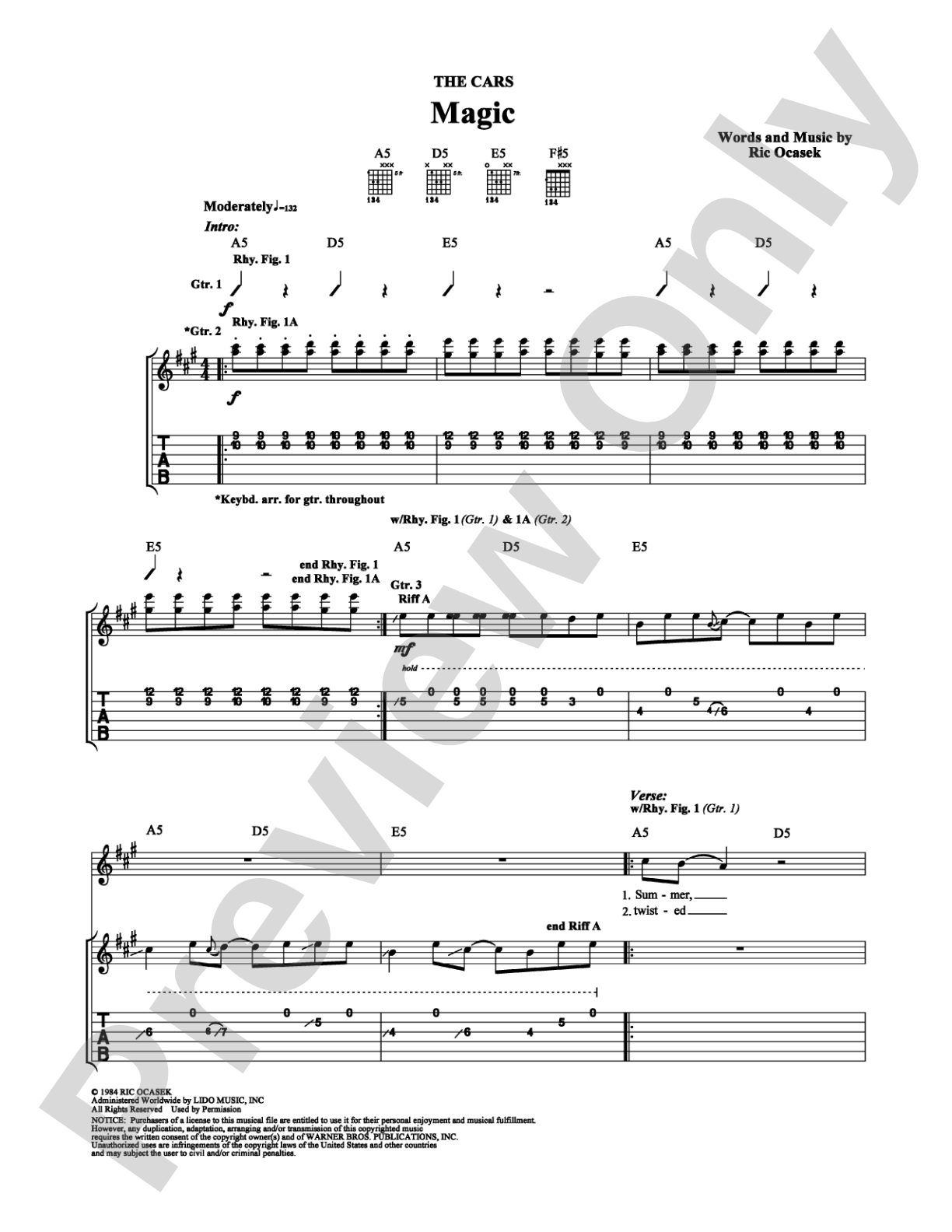 Magic: Guitar TAB Digital Sheet Music