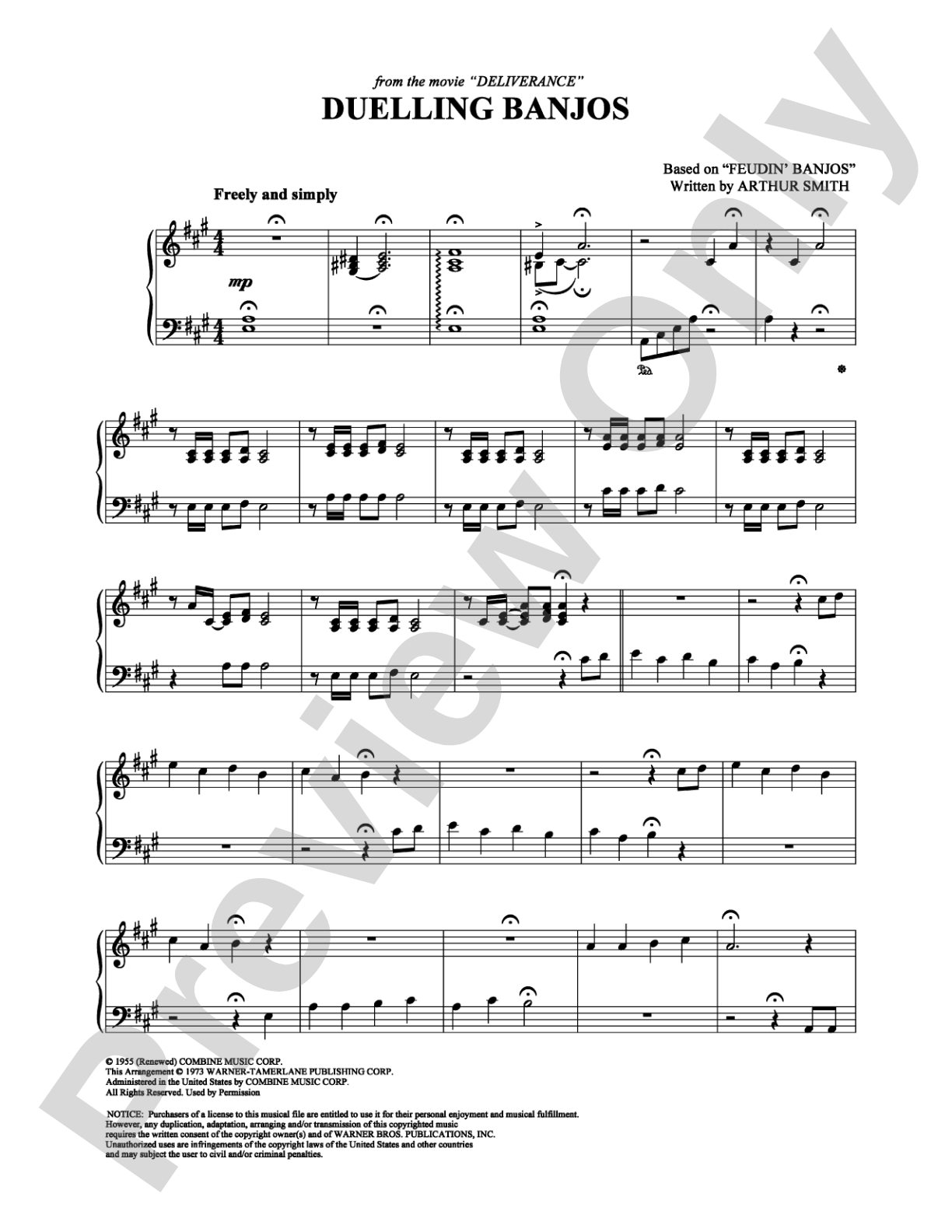 Duelling Banjos: Piano Digital Sheet Music
