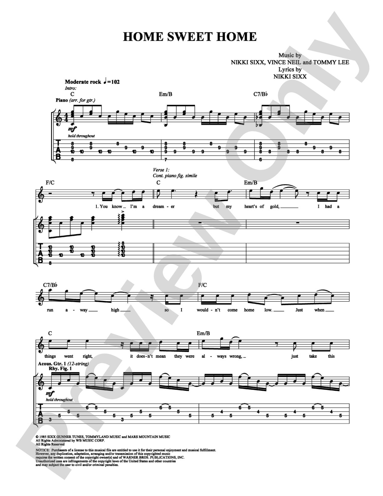 Home Sweet Home: Guitar TAB Digital Sheet Music