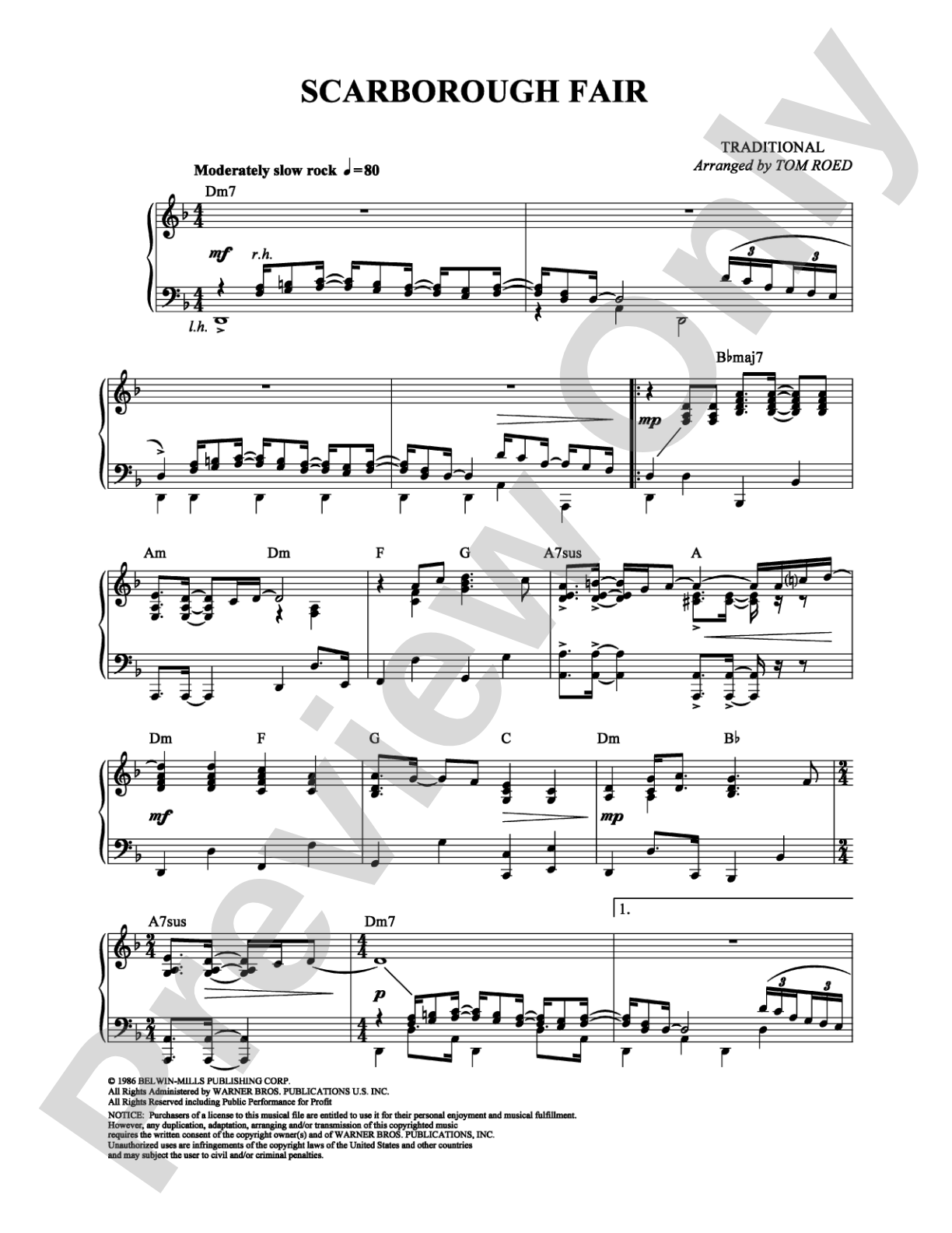 Scarborough Fair: Piano Digital Sheet Music