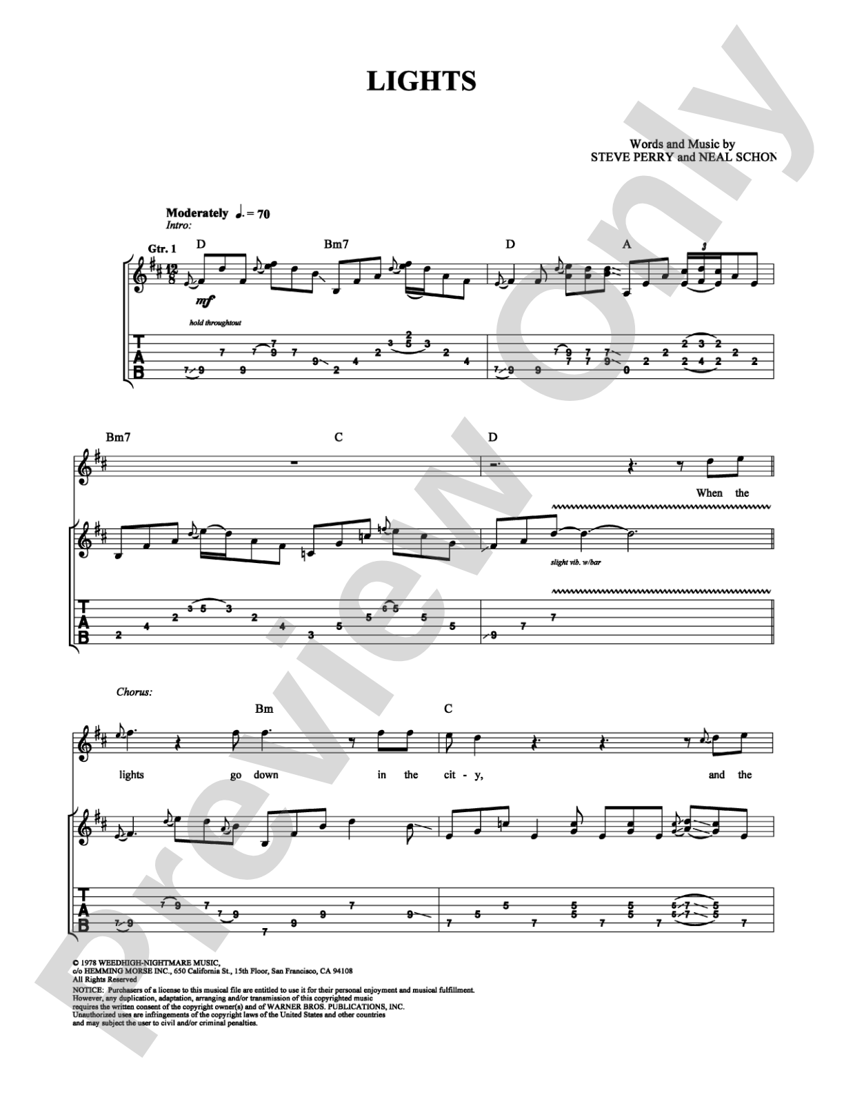 Lights: Guitar TAB Digital Sheet Music