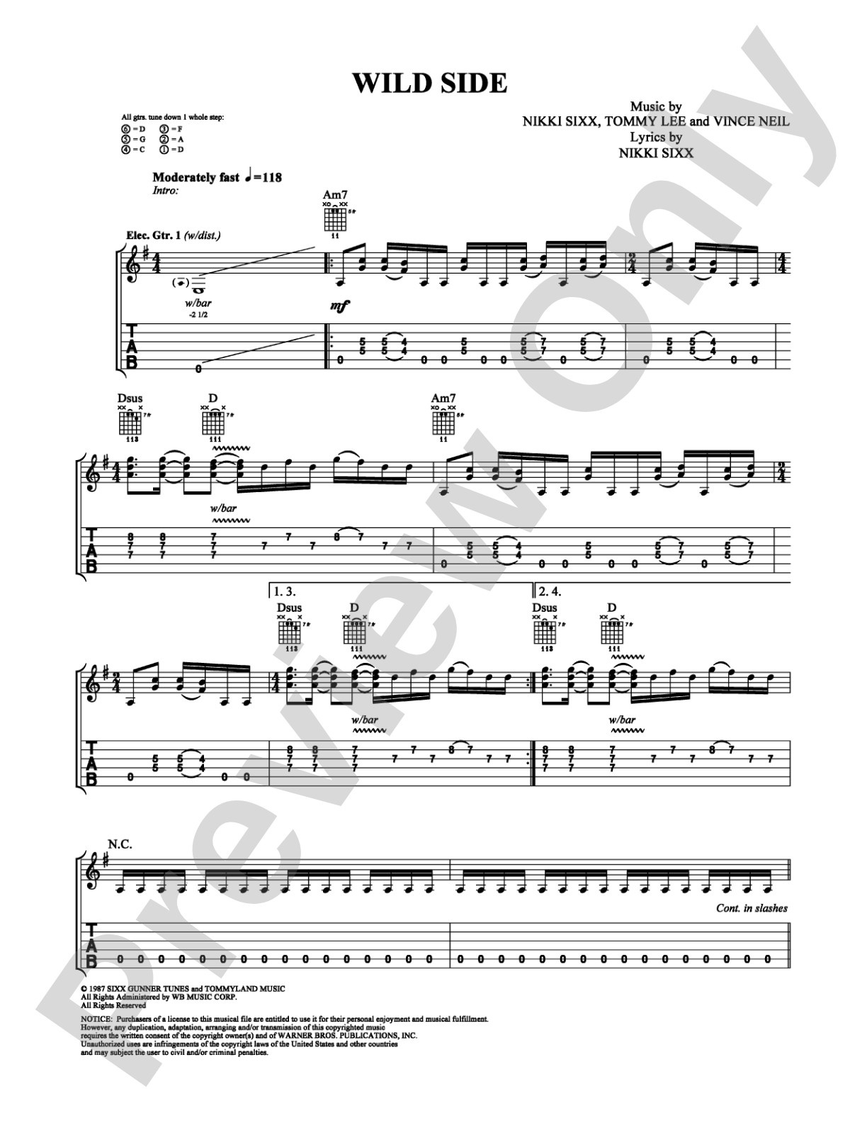 Wild Side: Guitar TAB Digital Sheet Music